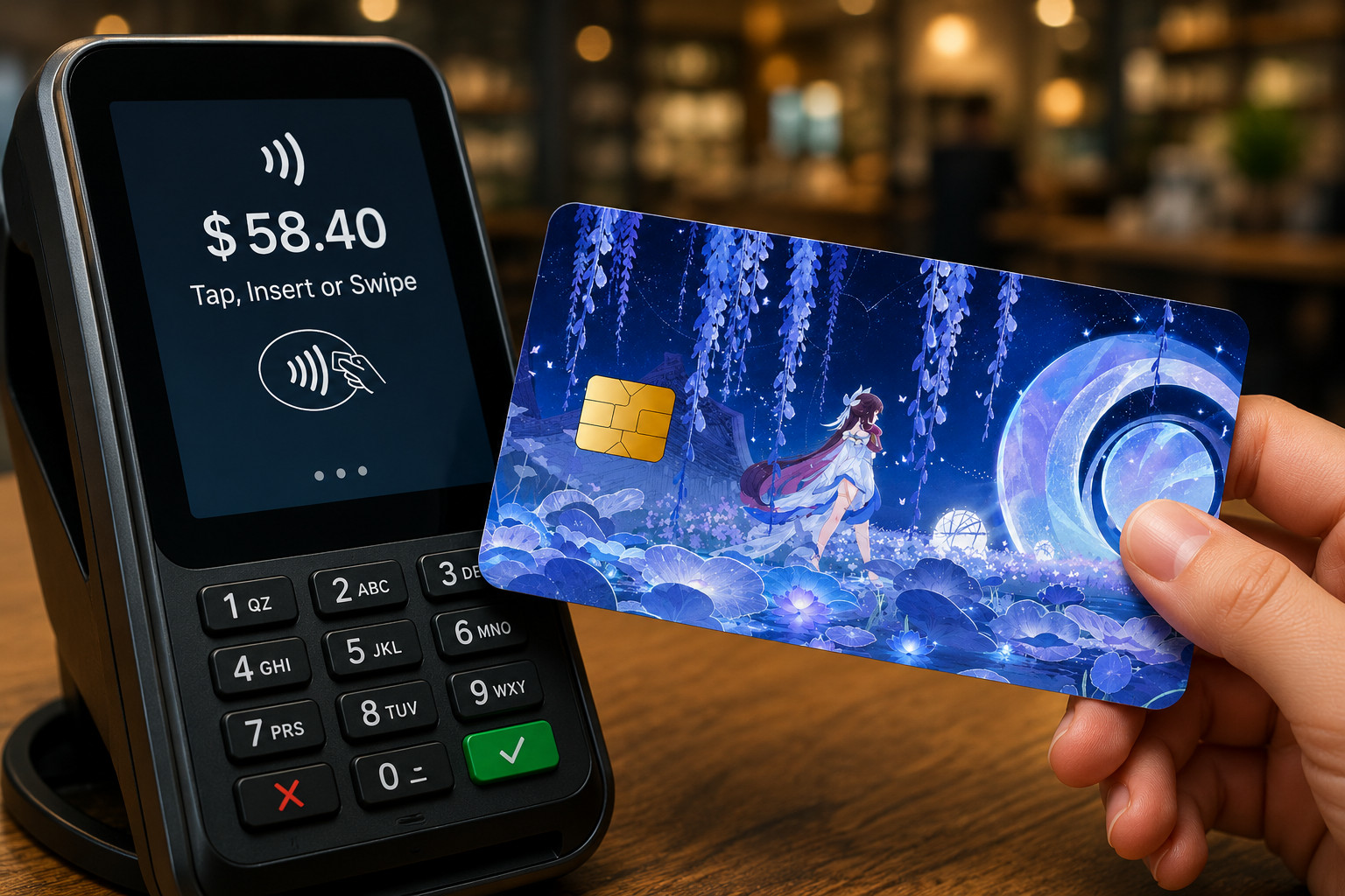 Moonlit Garden Scene Genshin Impact Columbina Debit Card Credit Card Skin