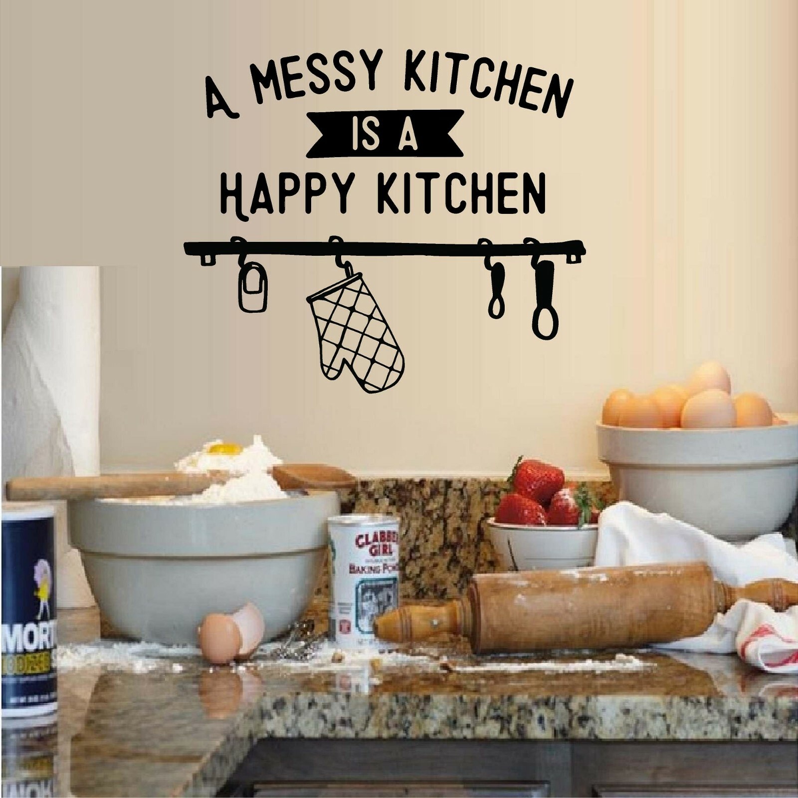 A Messy Kitchen Is a Happy Kitchen Vinyl Decal Home Décor 12" x 14"