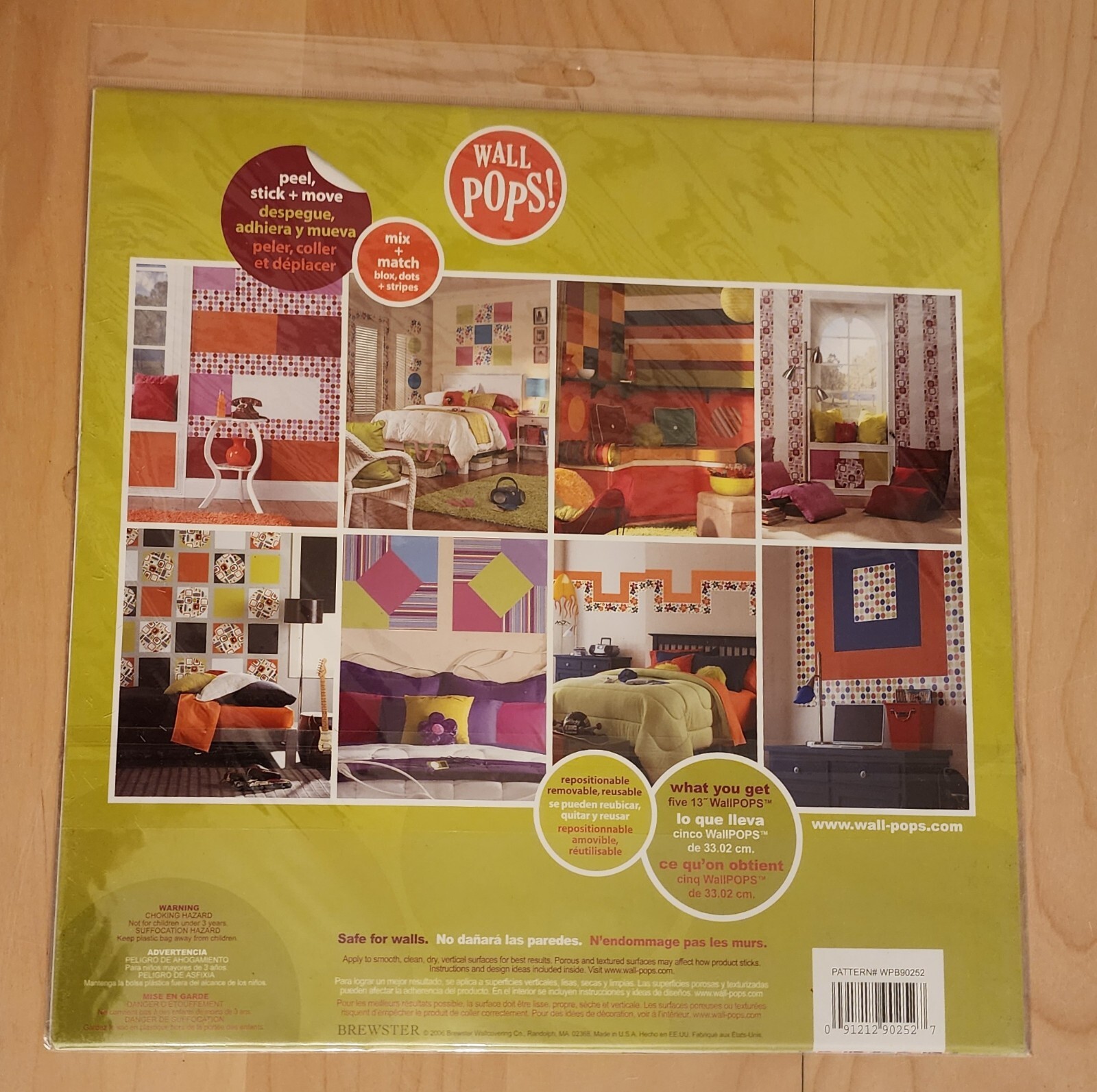 New Wall Pops 5 Red Ribbon Candy Blox Peel Stick & Move Stickers Decals WPB90252