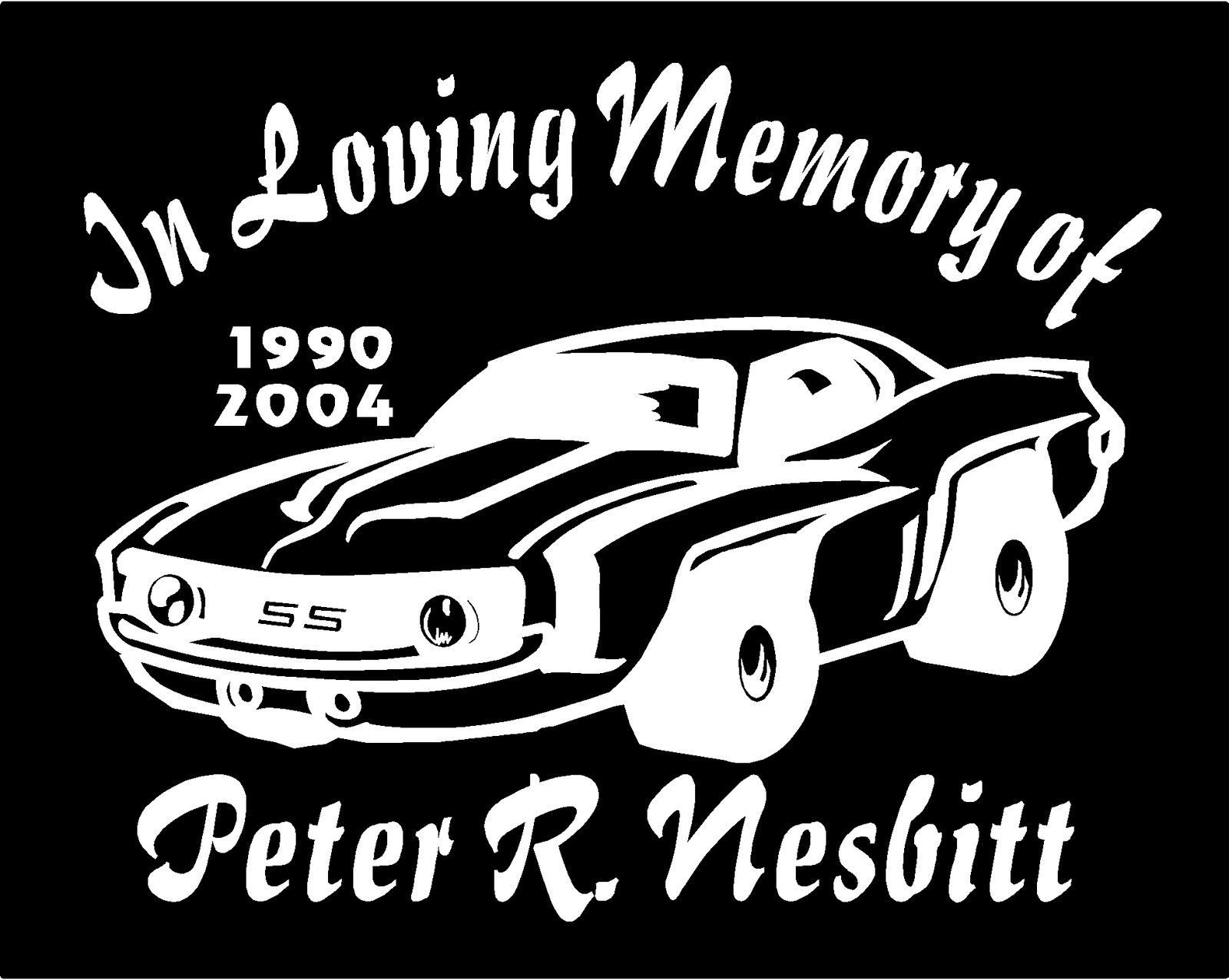 In Loving Memory Decal Camaro Car Hot rod custom name date vinyl sticker