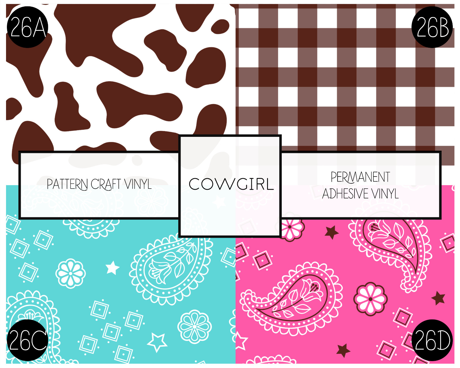 Paisley Plaid Cowgirl Pattern Vinyl Oracal 651 Adhesive Craft Vinyl 12in roll