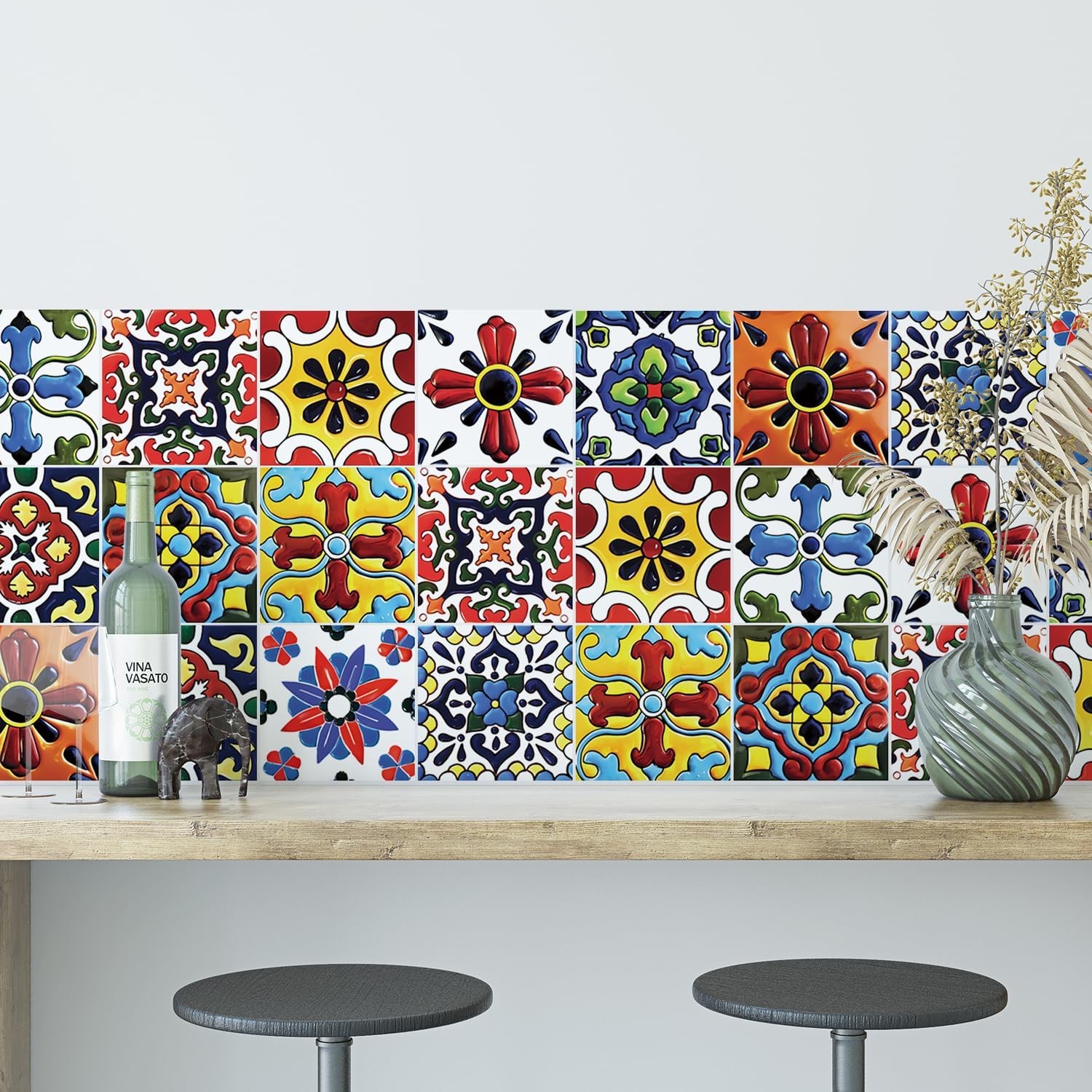 Boho Talavera Peel and Stick Tile Stickers – Easy DIY Backsplash for Kitchen …