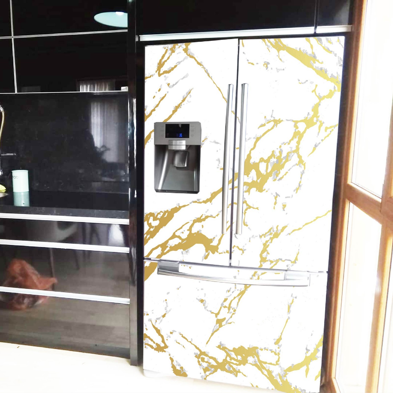 Luxury Marble Fridge Wrap, Modern Kitchen Transformation