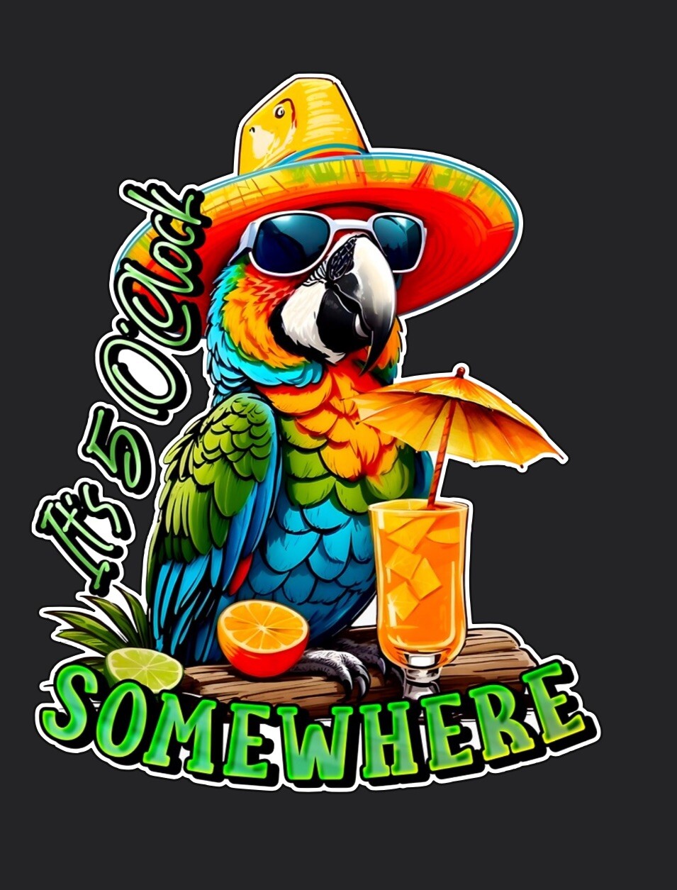It’s Five O’clock Somewhere 3” Tall Sticker Decal Jimmy Buffett Margaritiville