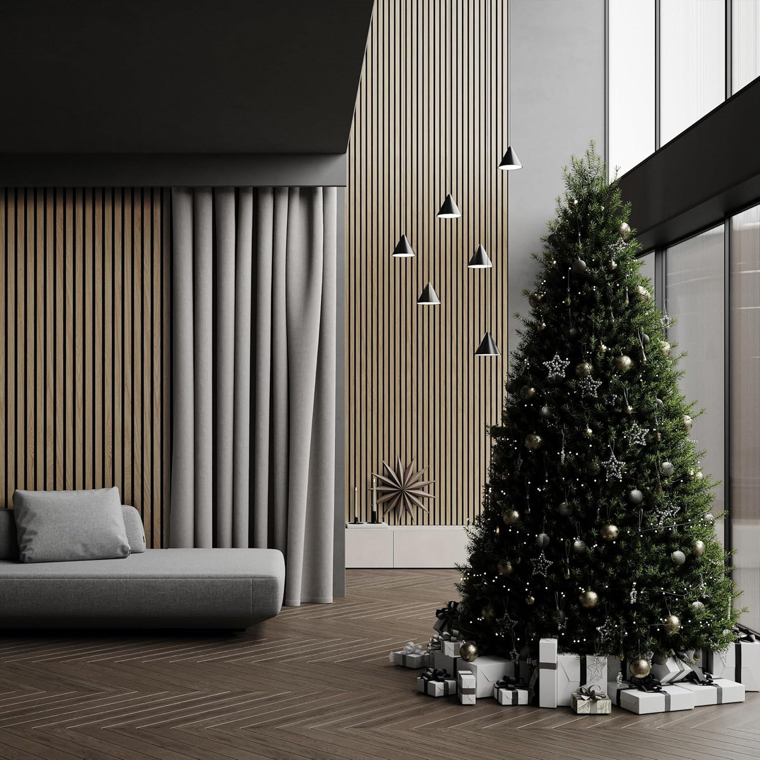 Acoustic Wood Wall Panels – 2-Pack Soundproof Slat Wall Decor