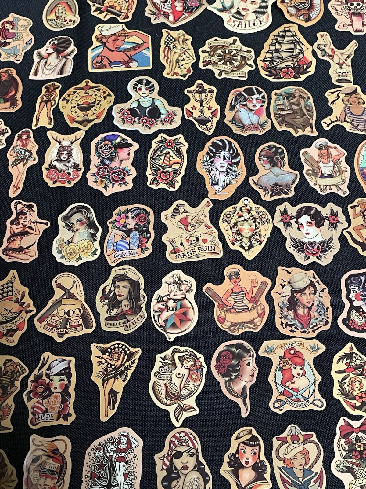 100 Stickers Retro Pinup Girl Sailor Sea Sexy Decals Tattoo Pirate Life