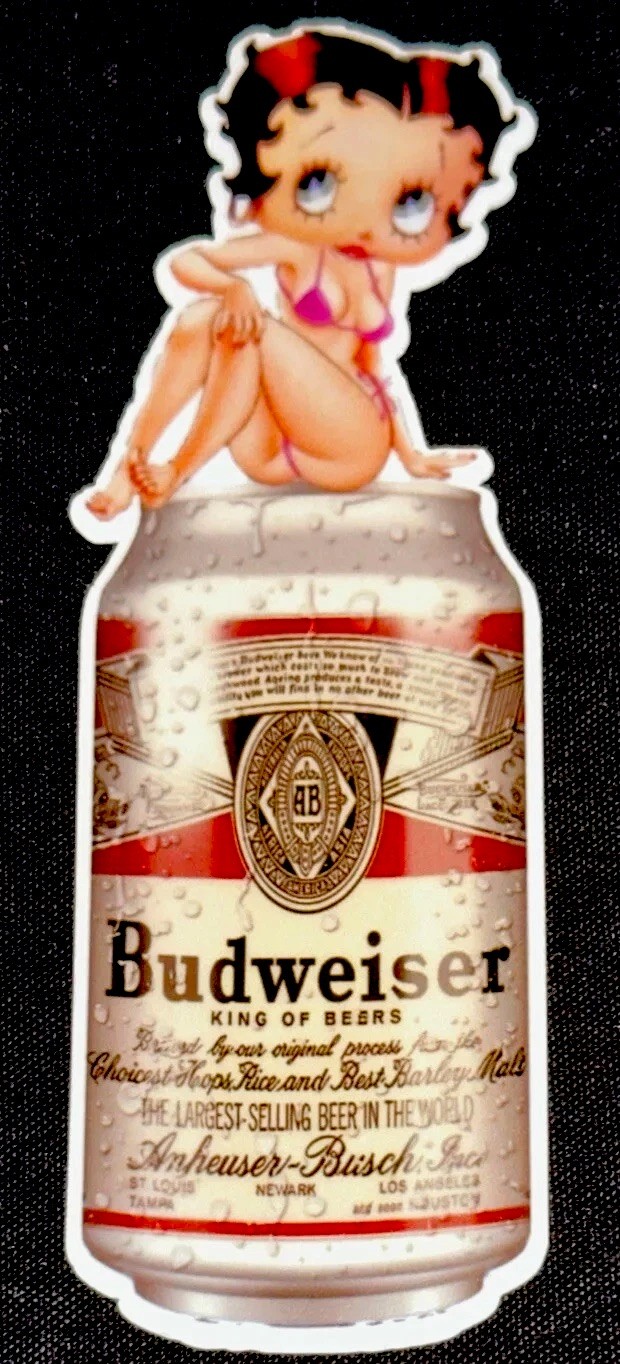 BETTY BOOP STICKER✨💋👙❤️‍🔥👙💋✨5” X 1 1/3”✨SEXY✨🔥✨BUDWEISER DRINK✨TASTY🍺✨💫