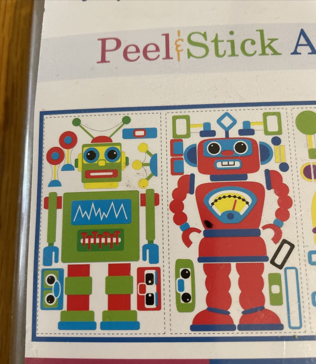 Robot Figures Peel & Stick Appliques For Kids Room 20 Self Adhesive pre-Cut