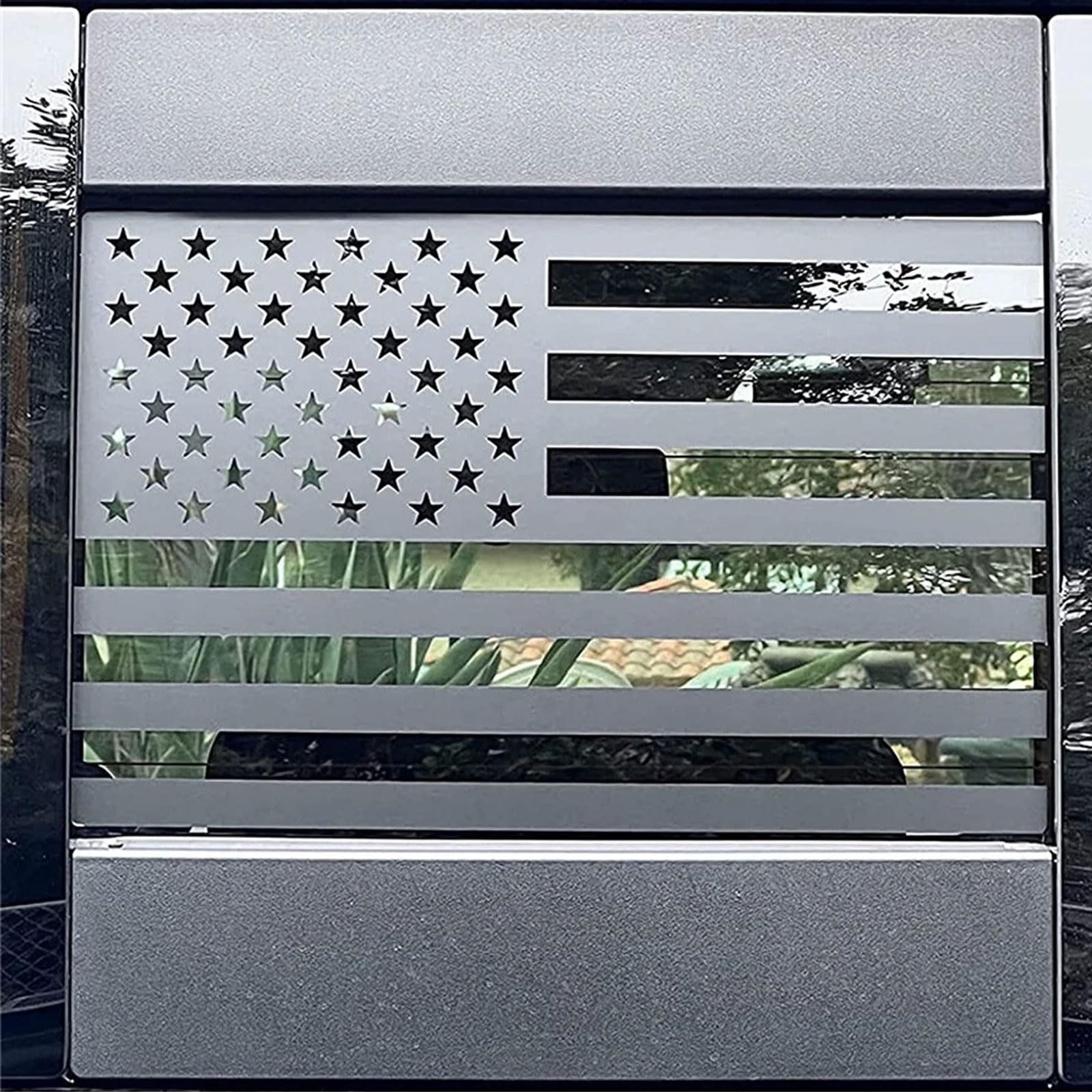 2 Pack Rear Middle Window American Flag Decal for Chevy Matte Black