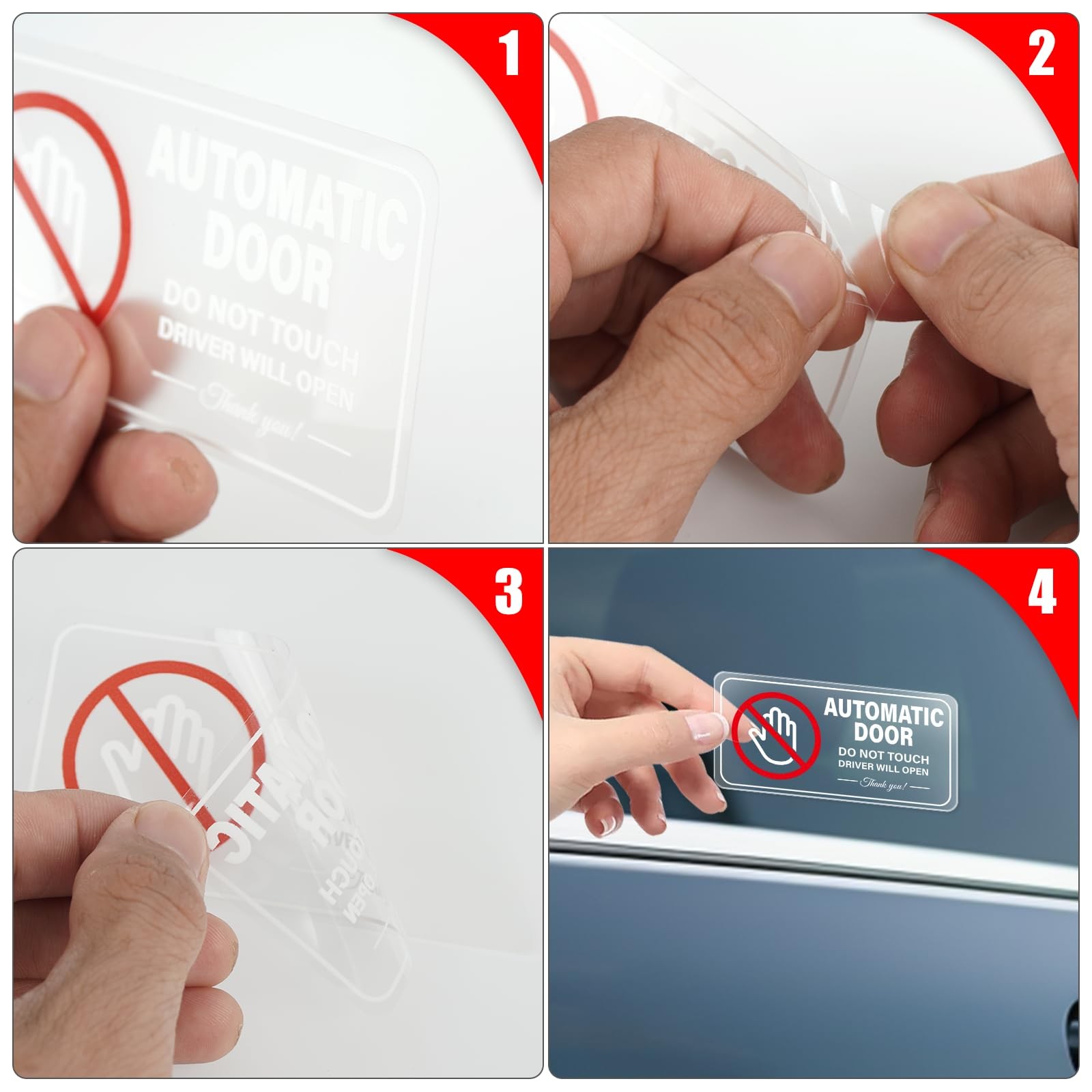 Automatic Door Car Sticker 4 × 2 Inches Vinyl Do Not Touch Driver Will Open W…