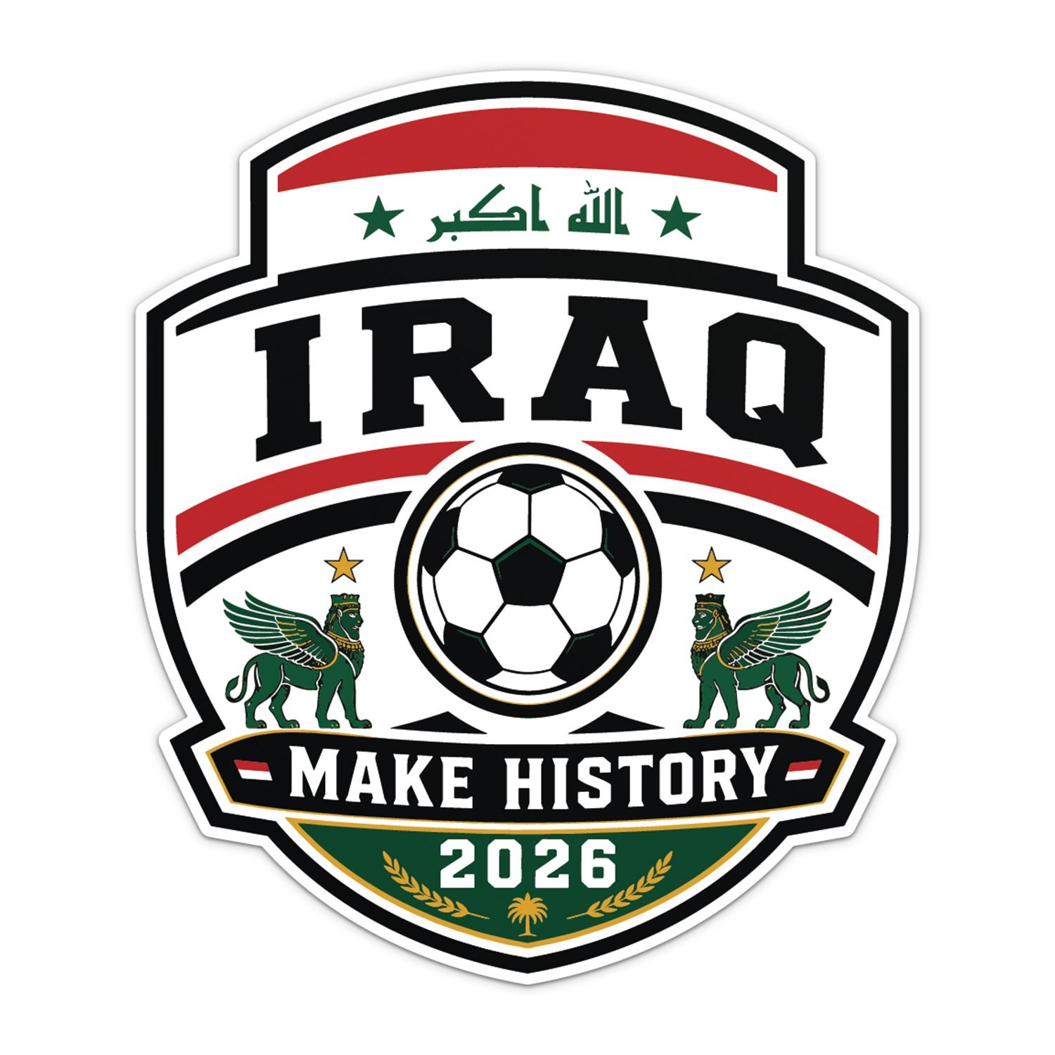 Iraq Flag Football Soccer World Cup 2026 History Sticker Car Bumper Vinyl Decal