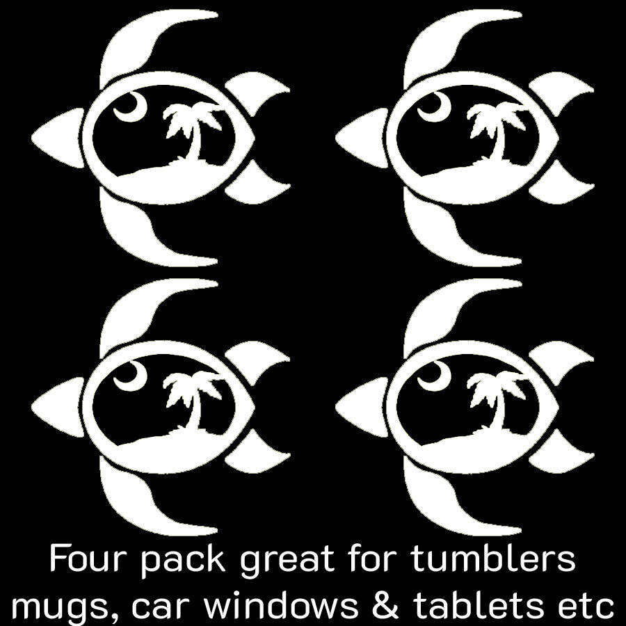 4 Pack Beach Sea Turtle 2.5" Vinyl Decal Car Truck Window Laptop Tablet Tumblers