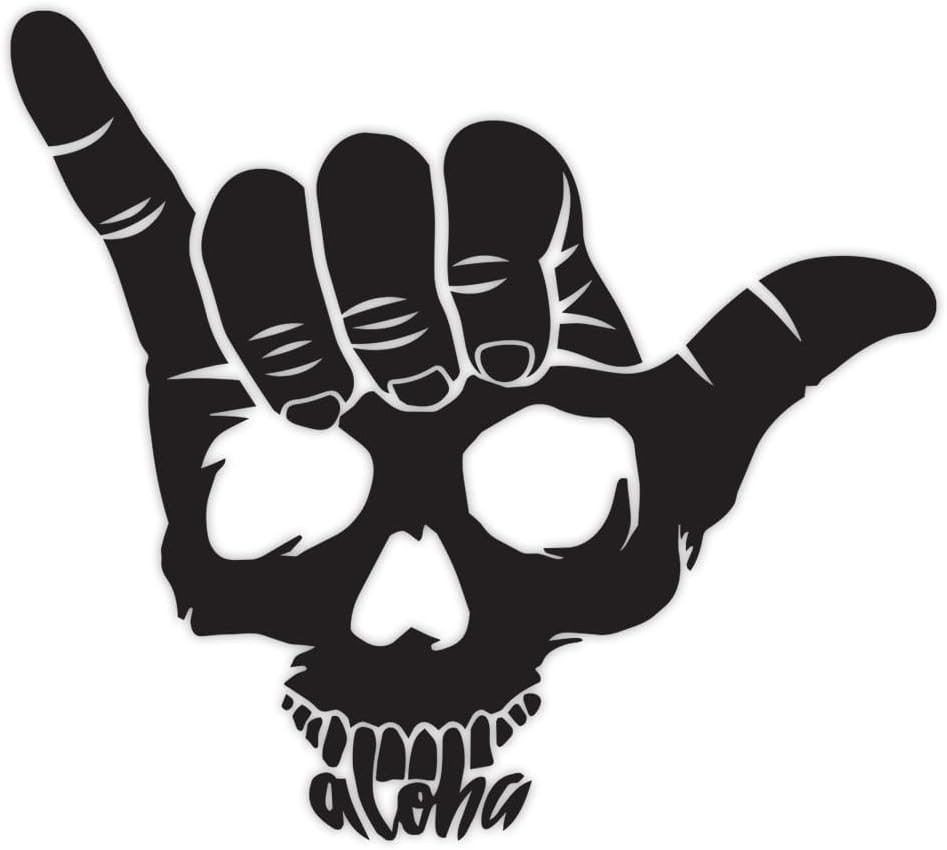 Shaka Skull Hand Aloha Surf Skeleton Sticker Decal 5"x4.5"