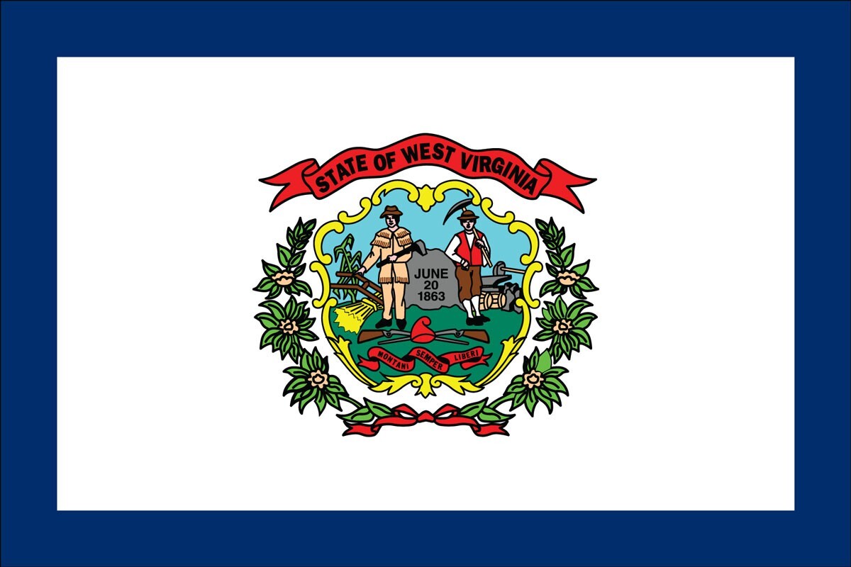West Virgina state flag sticker weatherproof bumper vinyl decal
