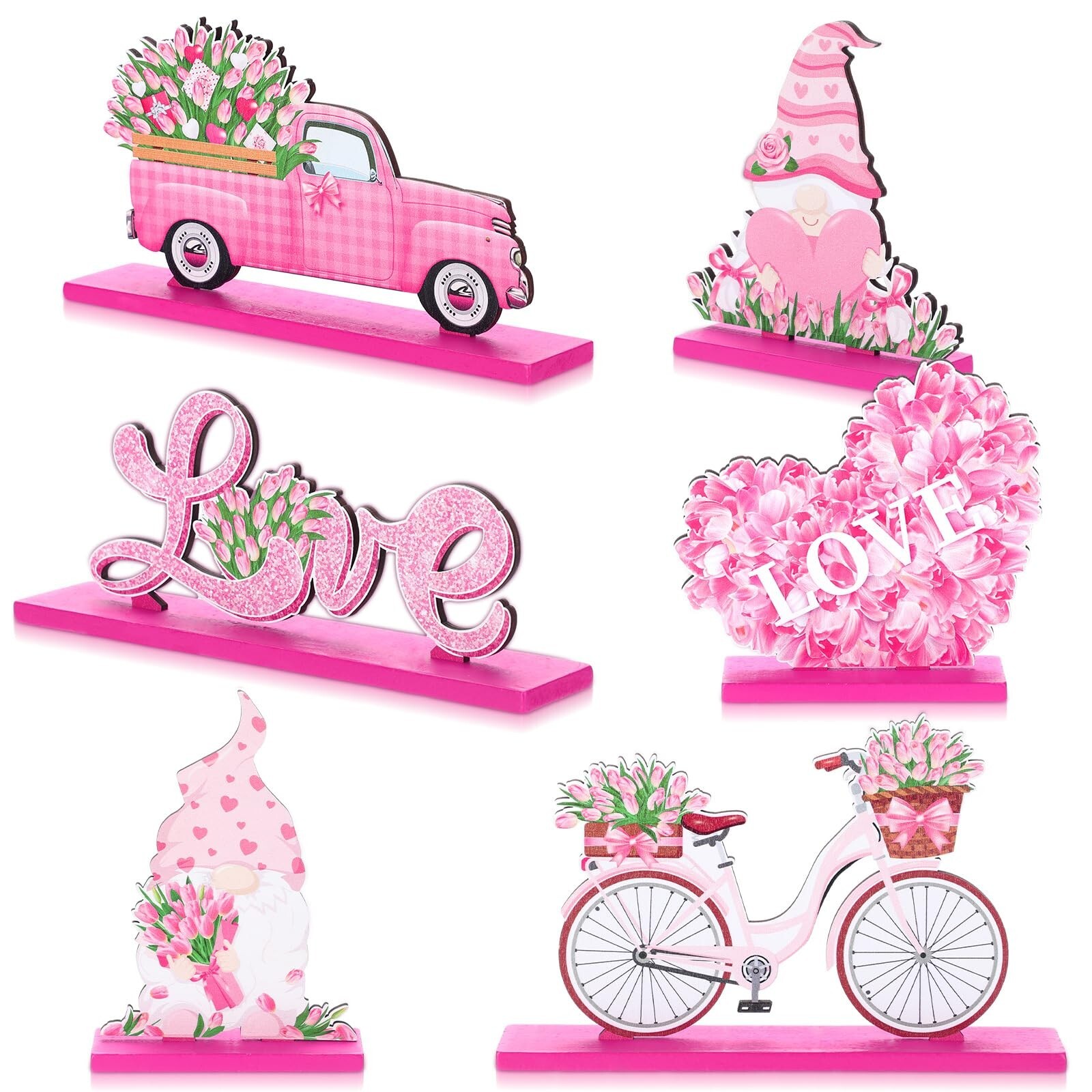Blulu 6 Pcs Mother's Day Wooden Table Sign Decorations Happy Mother's Day Tab…