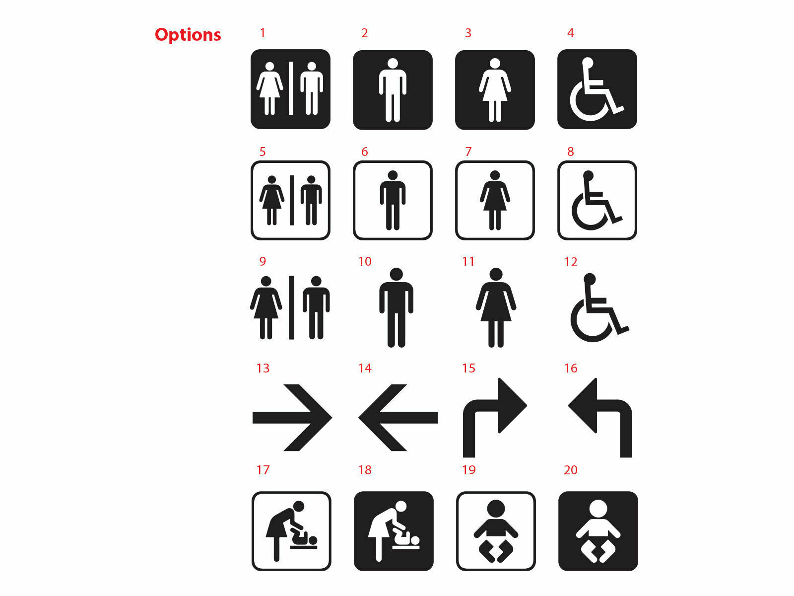 Toilet Sign Sticker Decal Bathroom Restroom Men Women Disable Directions