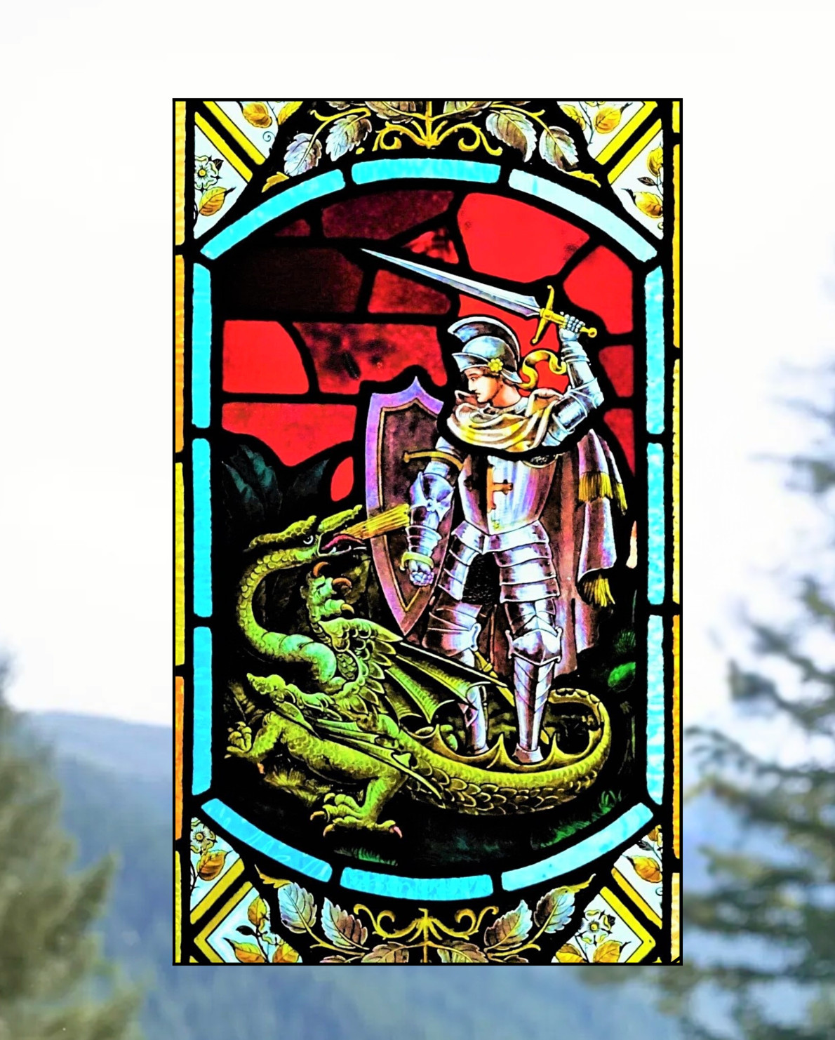 Dragon Faux Stained-Glass WINDOW CLING Size 8" Repositionable Vinyl