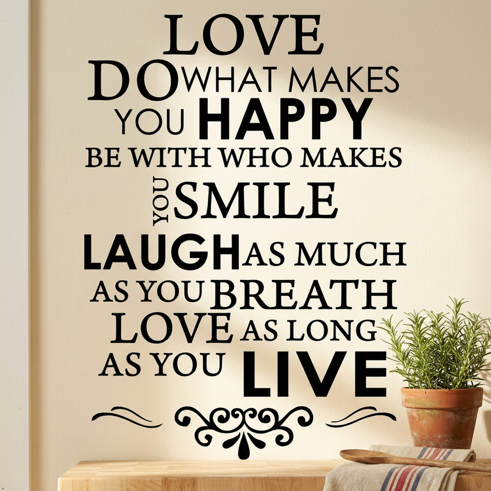 Happy Live Laugh Love Smile Vinyl Wall Art Inspirational Quotes Saying Art Decal