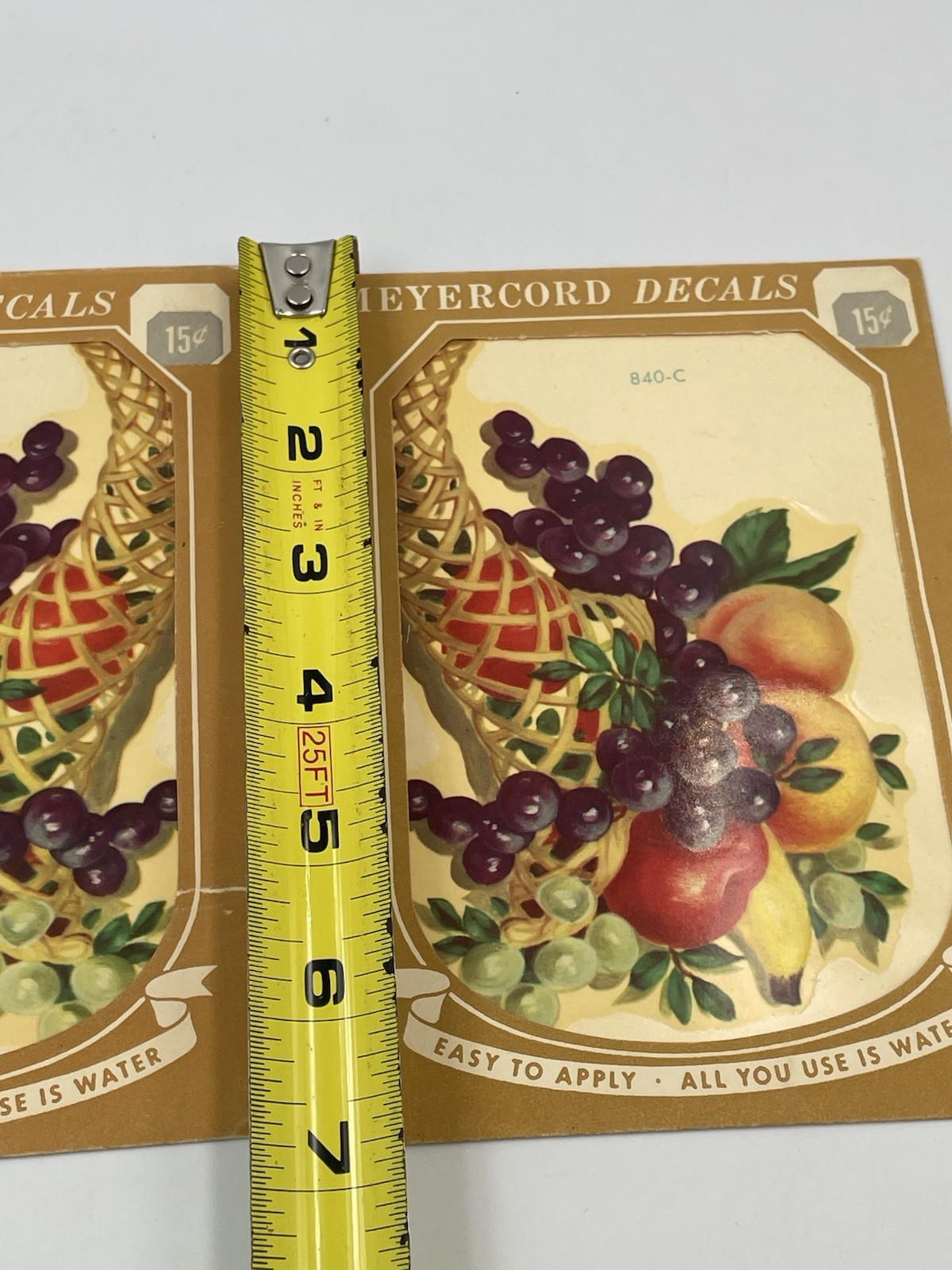 2 Vintage Meyercord Cornucopia Fruit Decals Lot 1950s Kitchen Decor 840-C/D A8