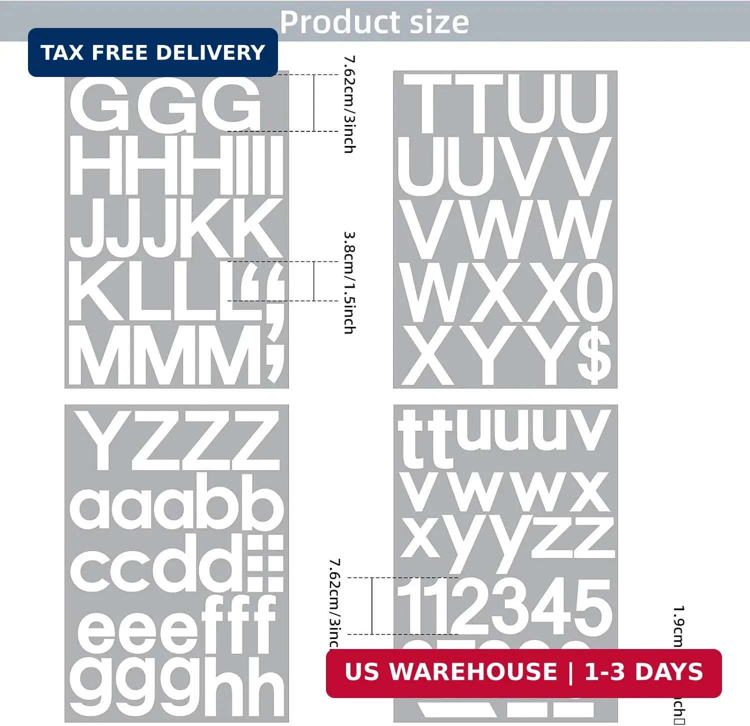 Outus 202 Pcs 8 Sheet Vinyl Letter Stickers 3 Inch White Self Adhesive Mailbox N