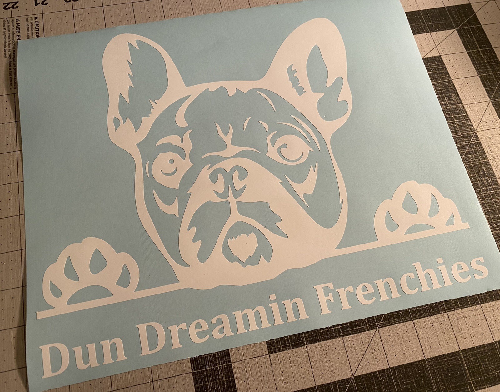 Vinyl Decal for Window – French Bulldog (May Customize w/ Name), Various Colors