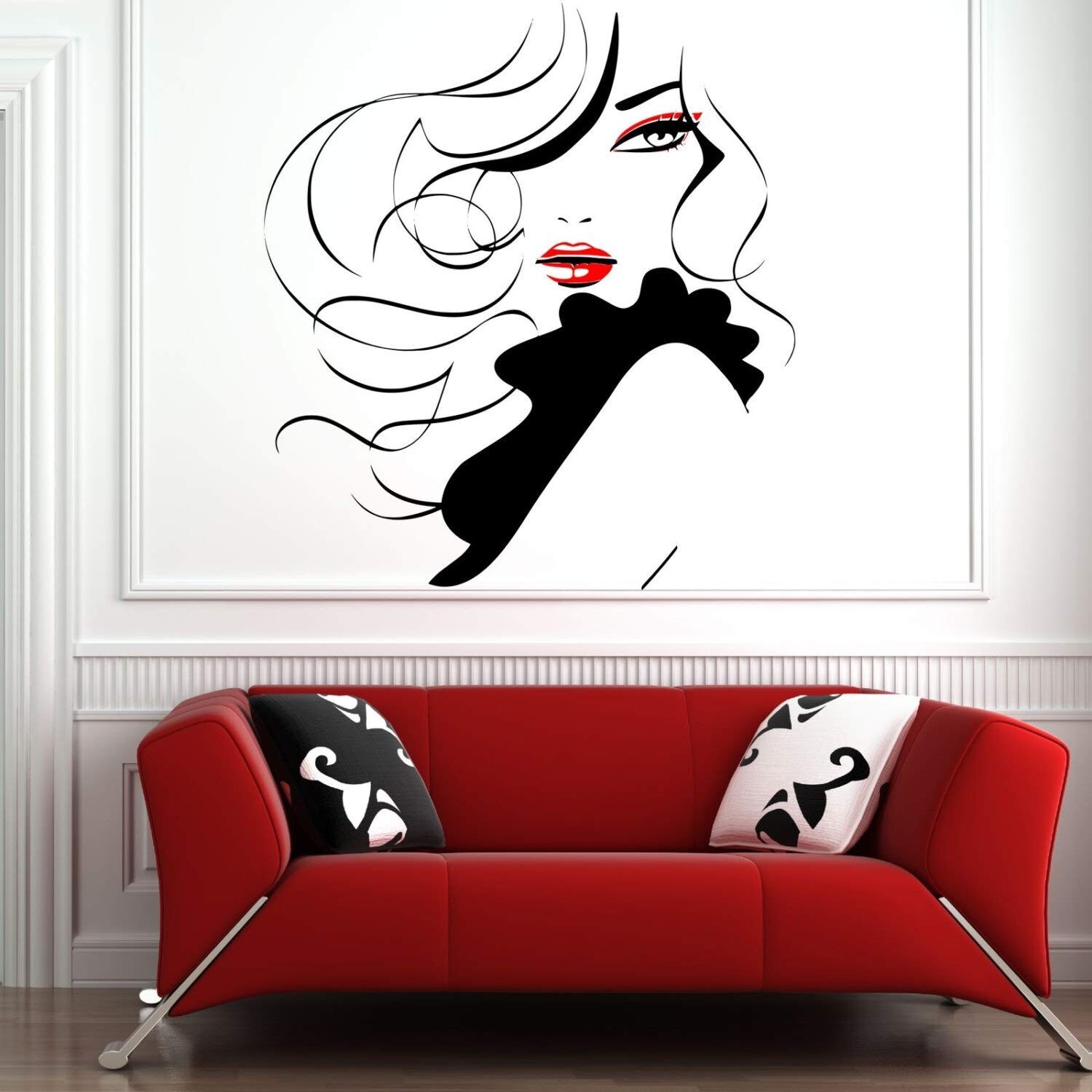Sexy Girl Beauty Long Hair Face Makeup Salon Wall Stickers Home Decor Living …