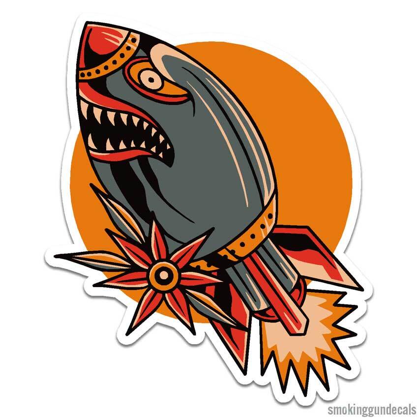 Bomb Missile Rocket, Vinyl Decal Sticker, Indoor Outdoor, 3 Sizes, #12662
