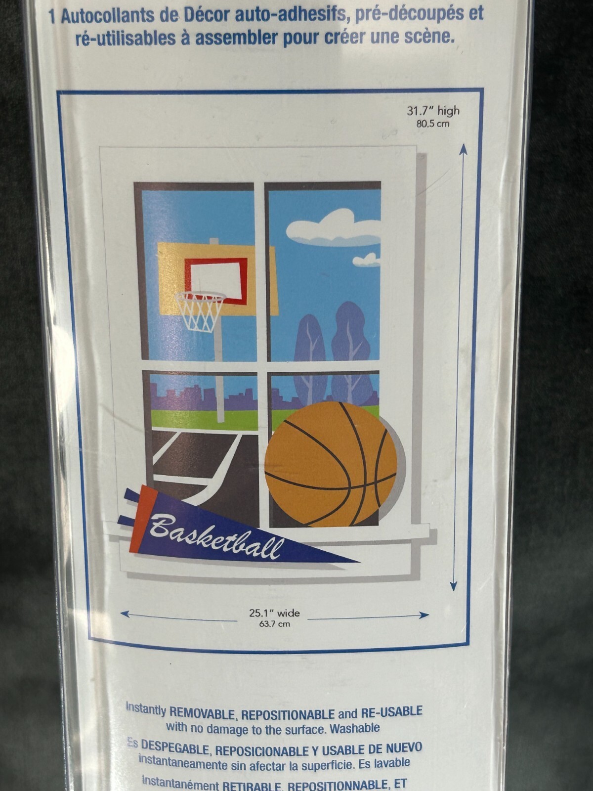 ROOMMATES PEEL AND STICK WALL DECALS BASKETBALL # RMK1712SLM KIDS SPORTS