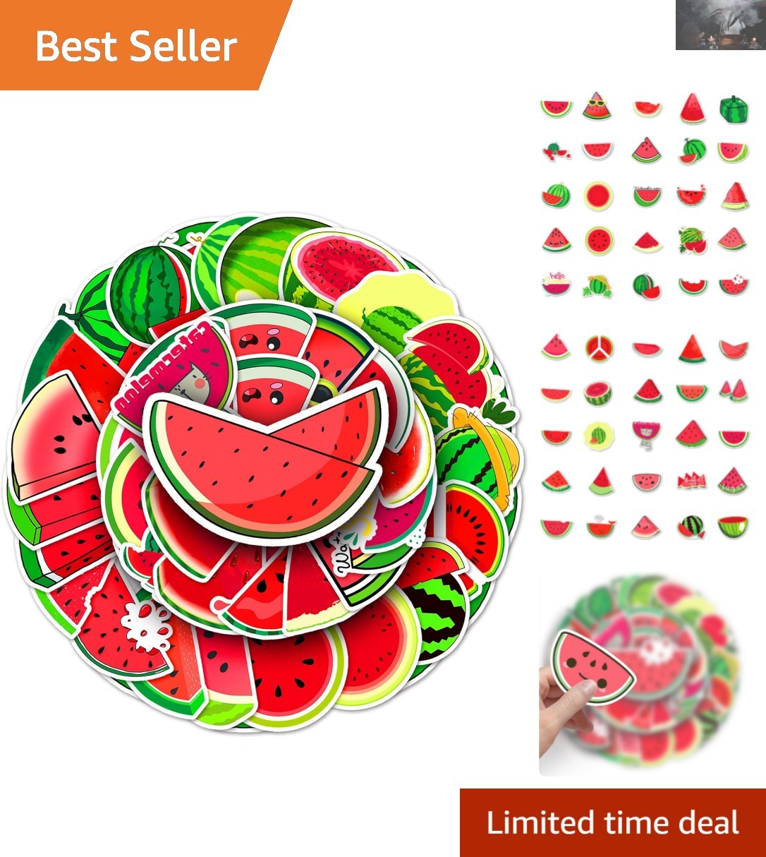 Exciting Watermelon Vinyl Sticker Pack – 50PCS for Water Bottles, Cars, & More