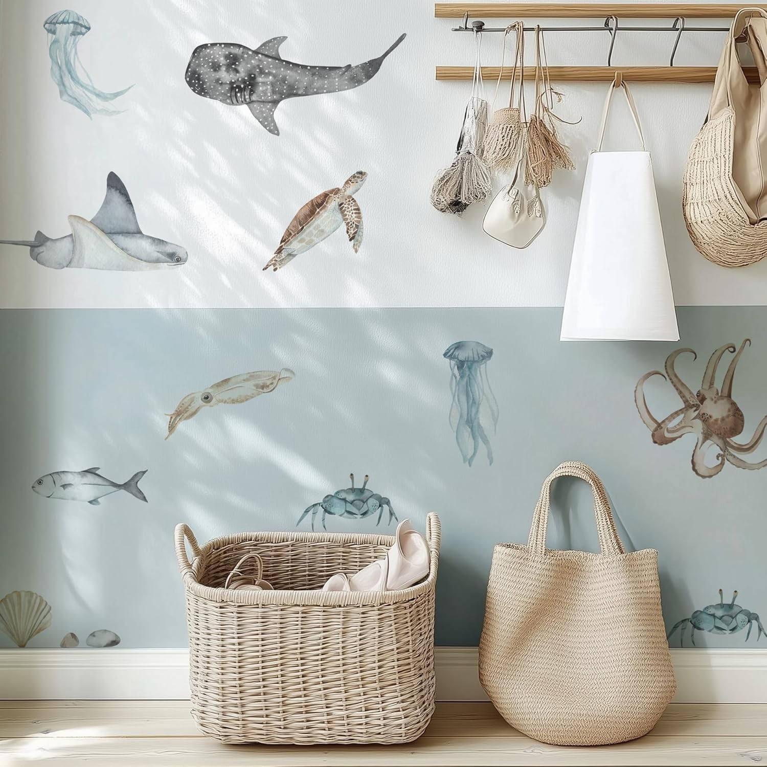 Ocean Wall Decals Marine Animal Boys Bedroom Large Stickers Removable Whale Deco