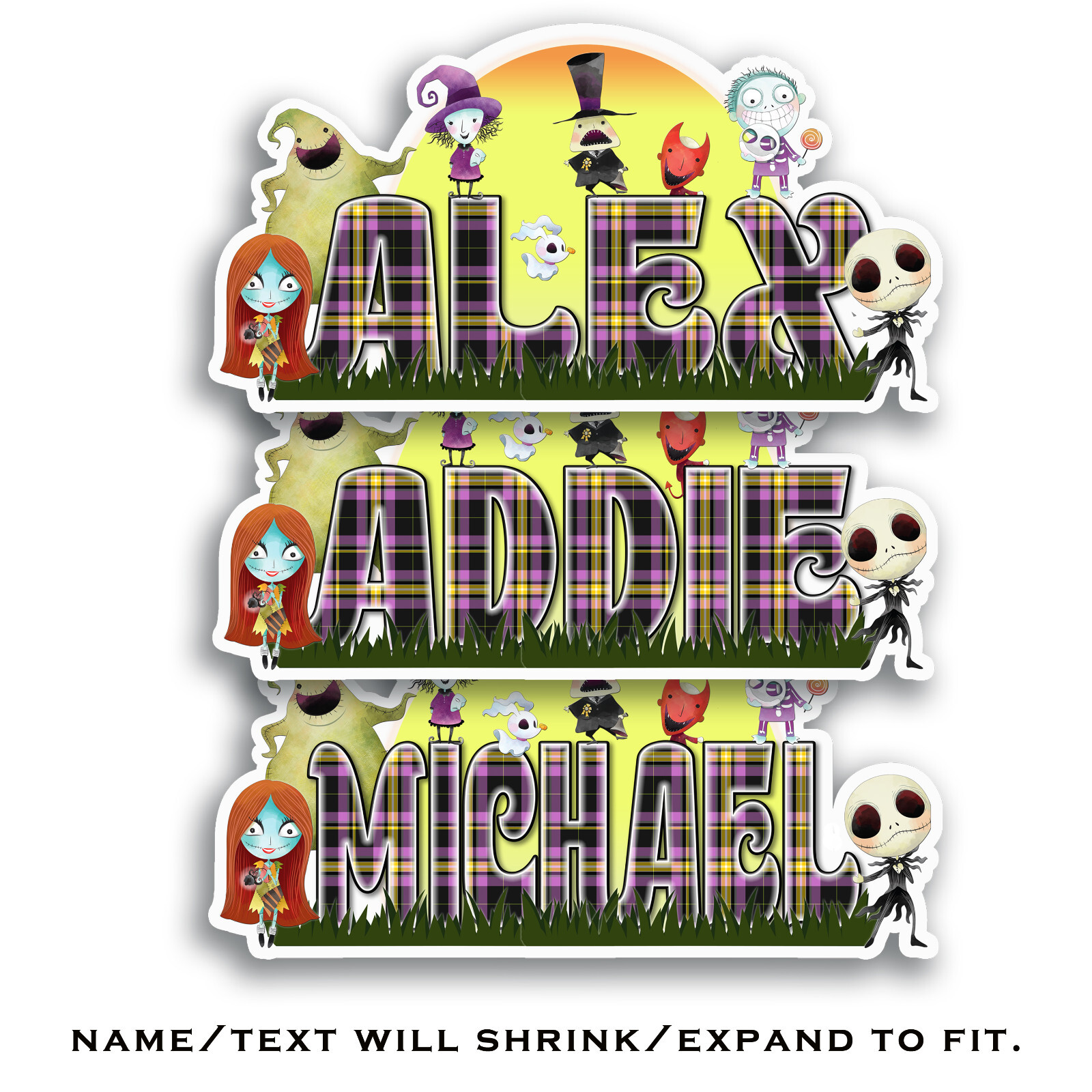 Custom Name Stickers • Waterproof Vinyl • Cool Halloween Theme • Spooky Holiday