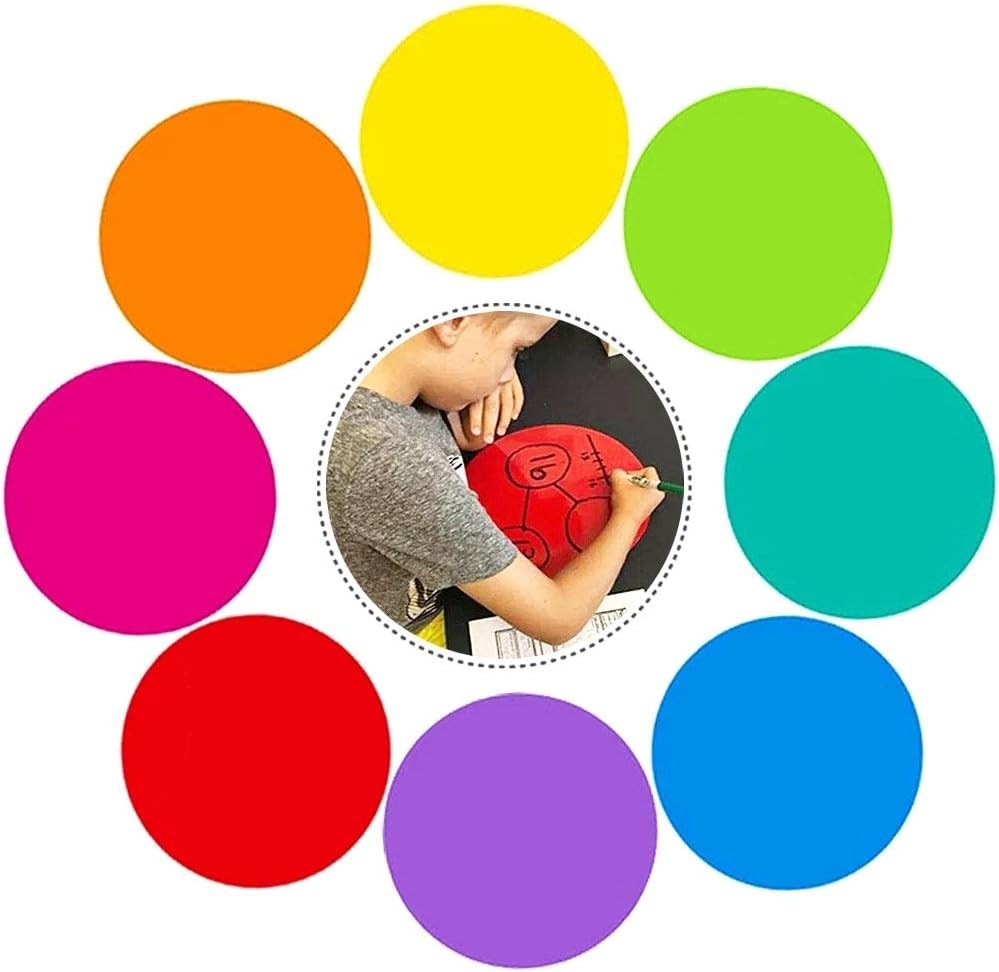 8 Pack 11" Dry Erase Dots – Colorful Vinyl Circle for Teaching & School Training