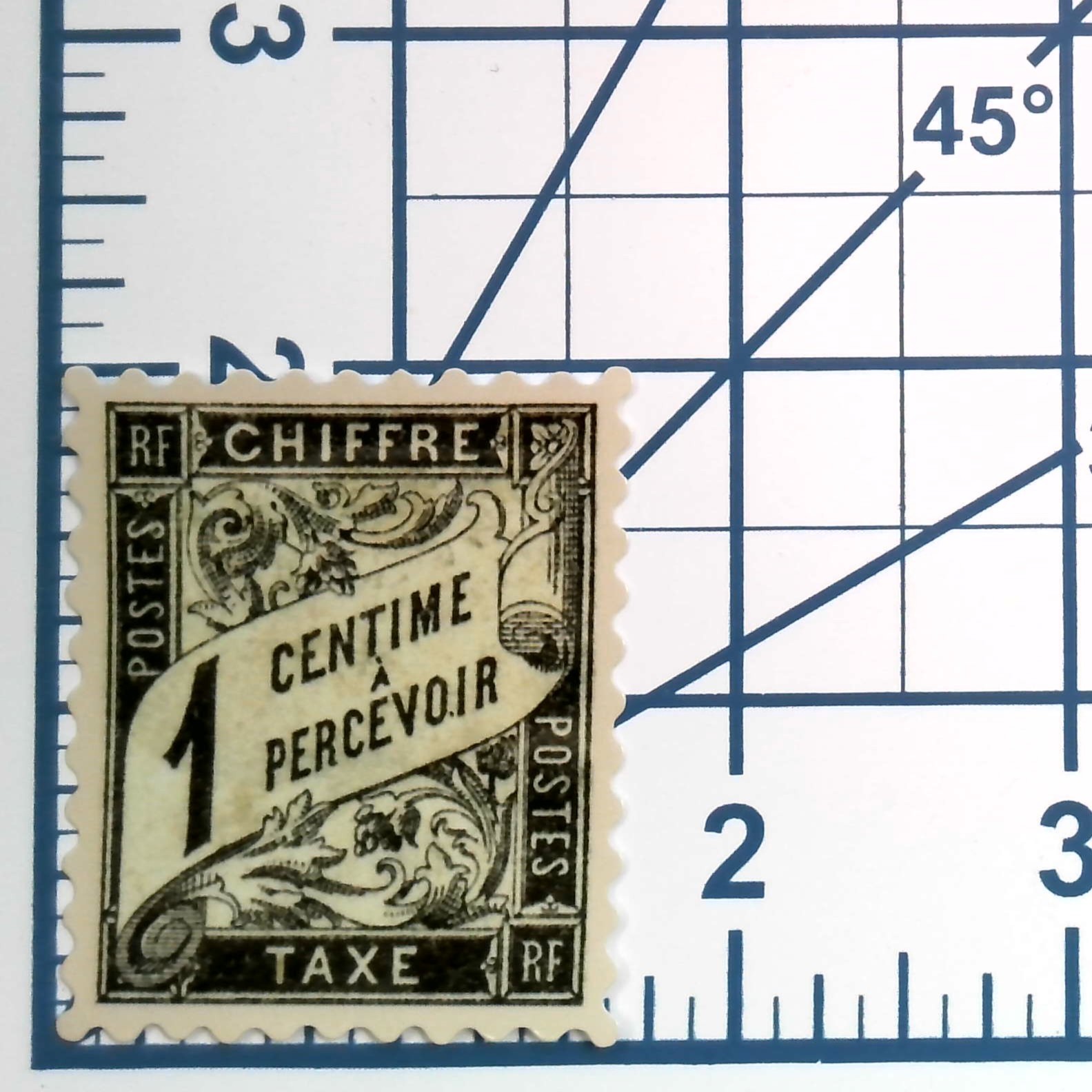Vintage French Postage Stamp Sticker Chiffre Taxe 1 Centime Vinyl Decal France