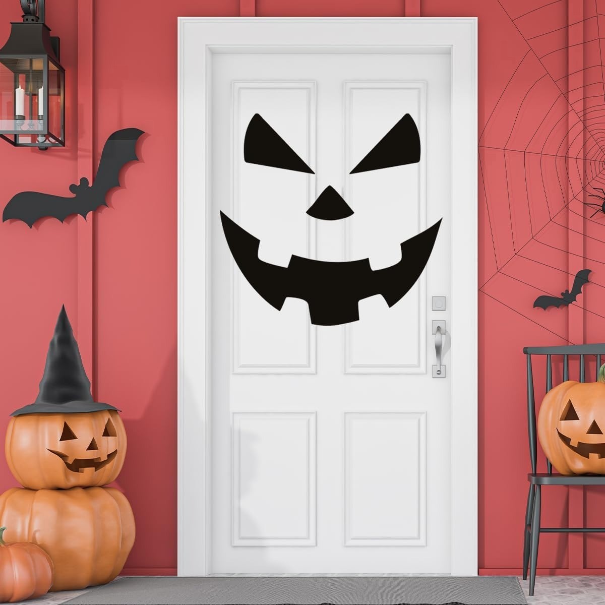 Halloween Face Door Decal Removable Window Sticker Indoor Outdoor Party Decor