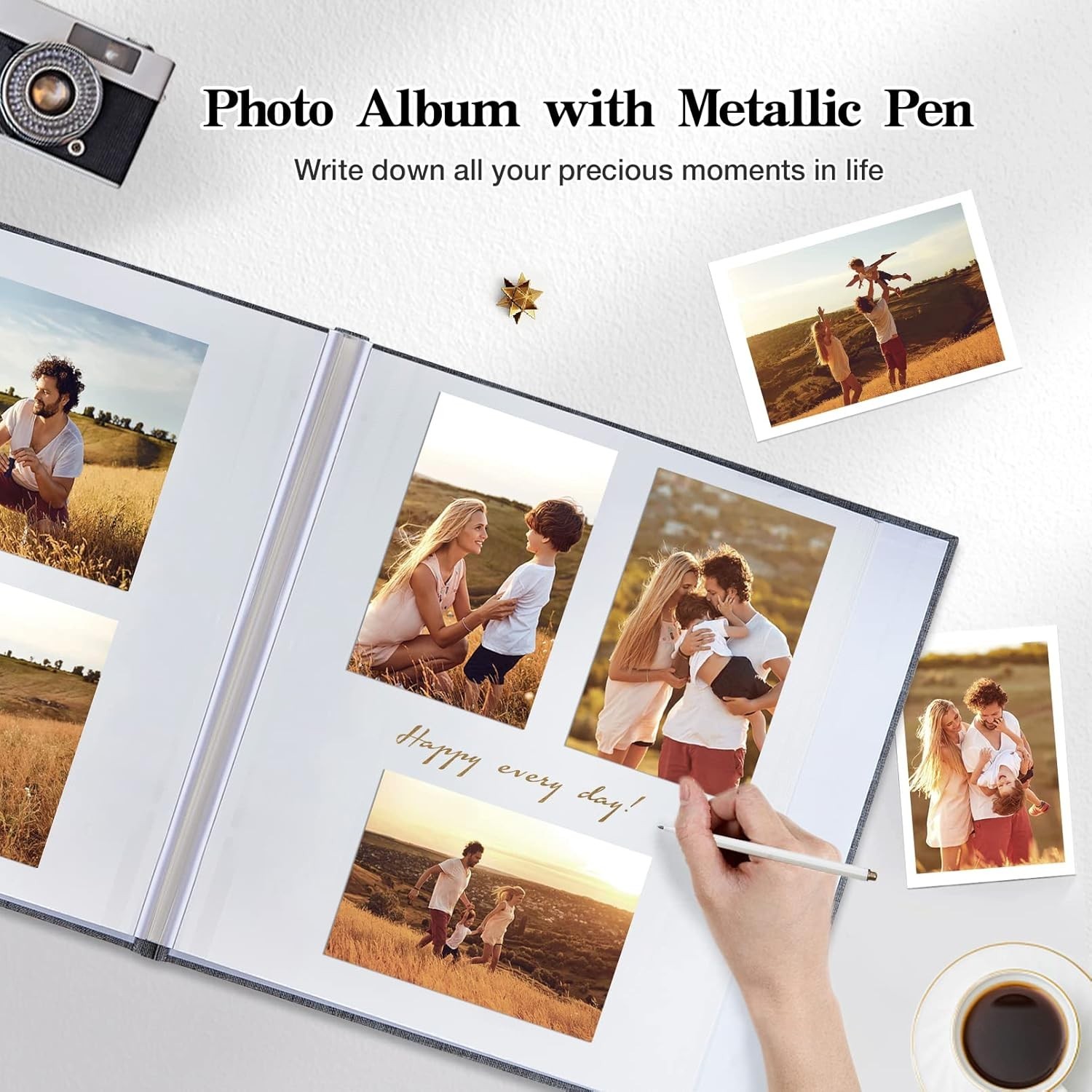 Large Photo Album Self Adhesive 4X6 5X7 8X10 Pictures Linen Cover 80 Blank Pages