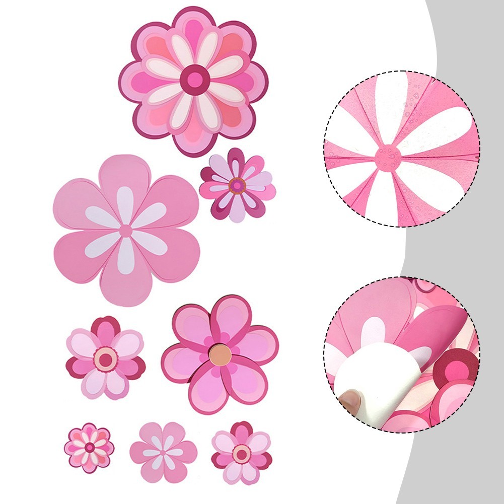 Set of 8 Floral Wall Decals for Living Spaces Waterproof and Removable