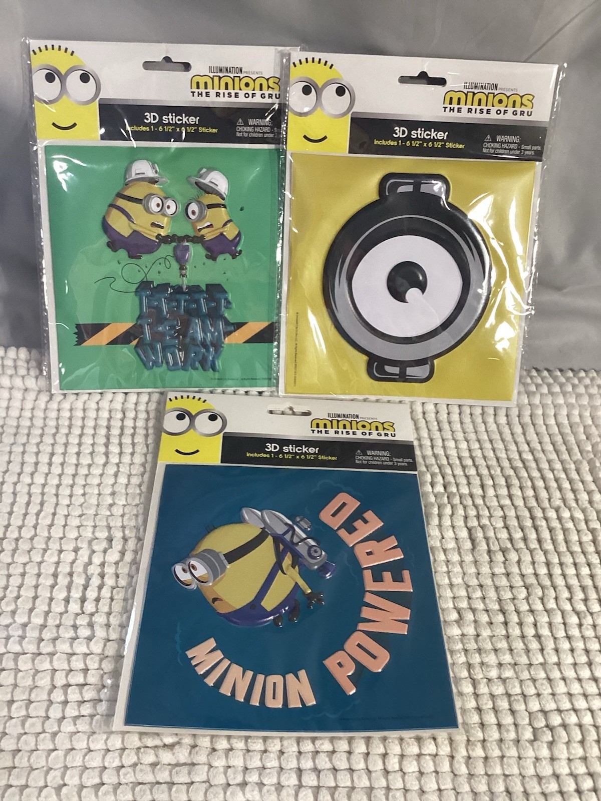 Minions Illumination The Rise Of Gru XL 3D Sticker Set New Sealed 6.5 x 6.5” Ea