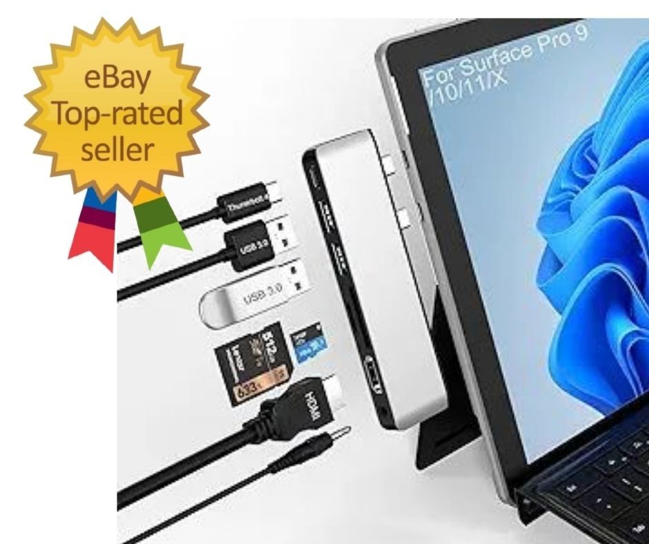 Surface Pro 9/10/11/X Docking Station, Surface Pro 11 USB Hub with 4K HDMI, USB-