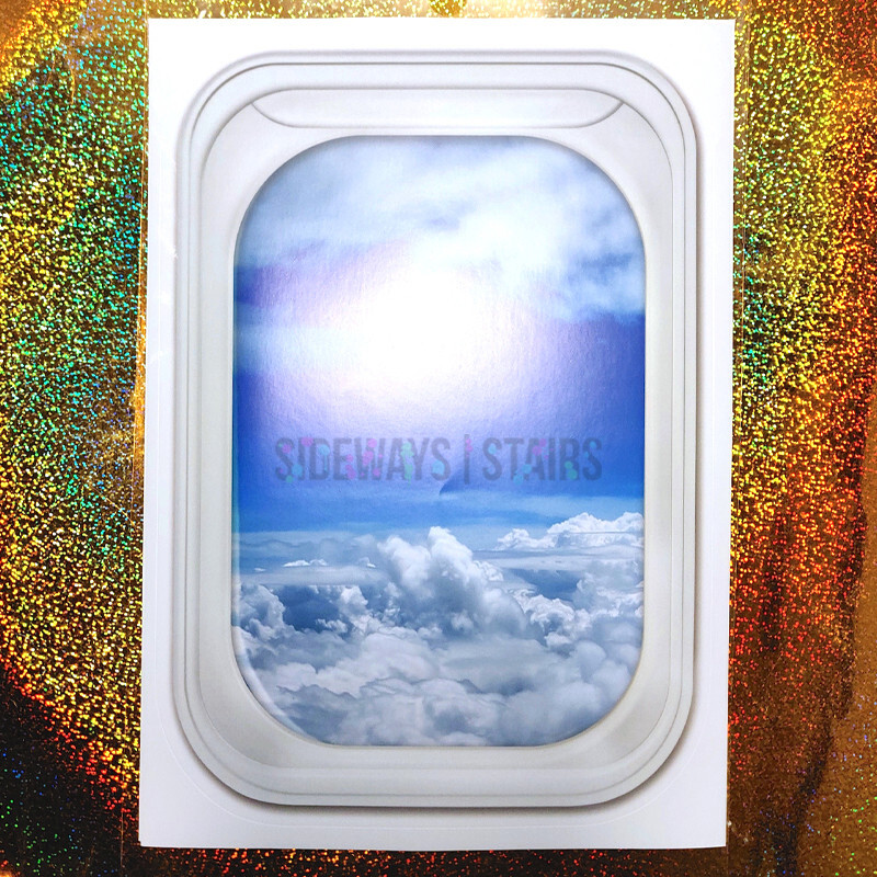AIRPLANE WINDOW SEAT WALL STICKER 13" blue sky cloud set piece skit prop staging