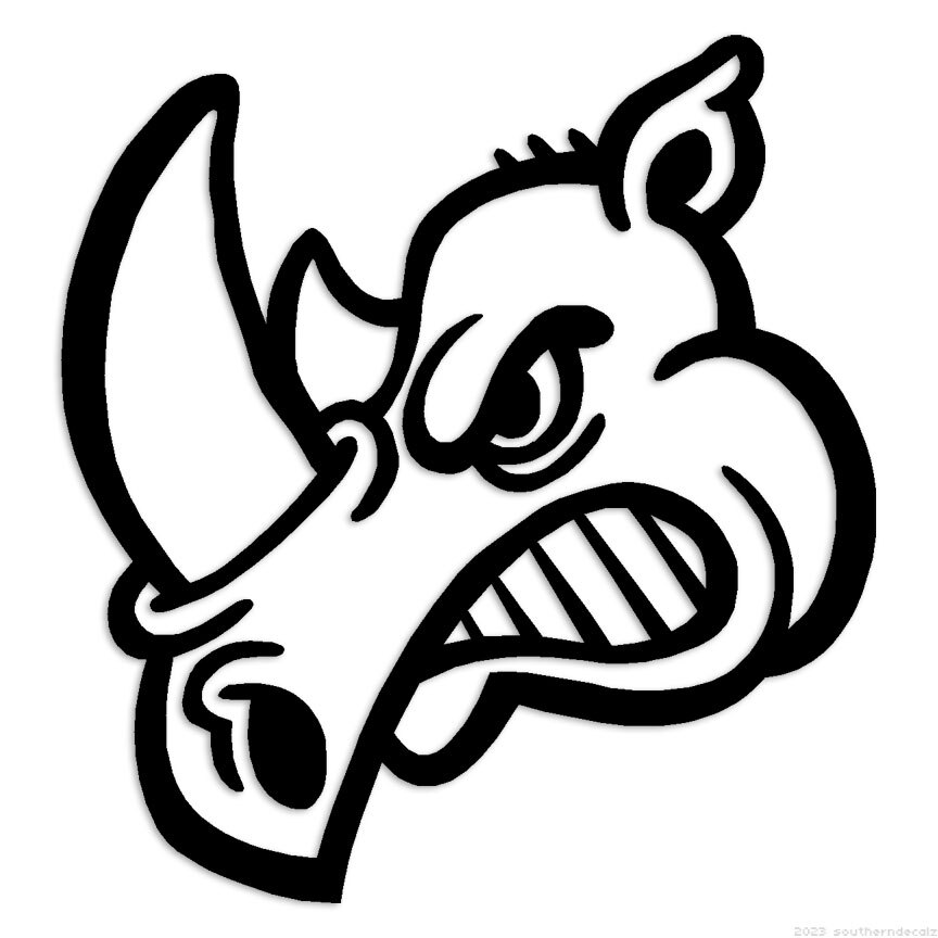 Cartoon Rhino – Decal Sticker – Multiple Colors & Sizes – ebn6733
