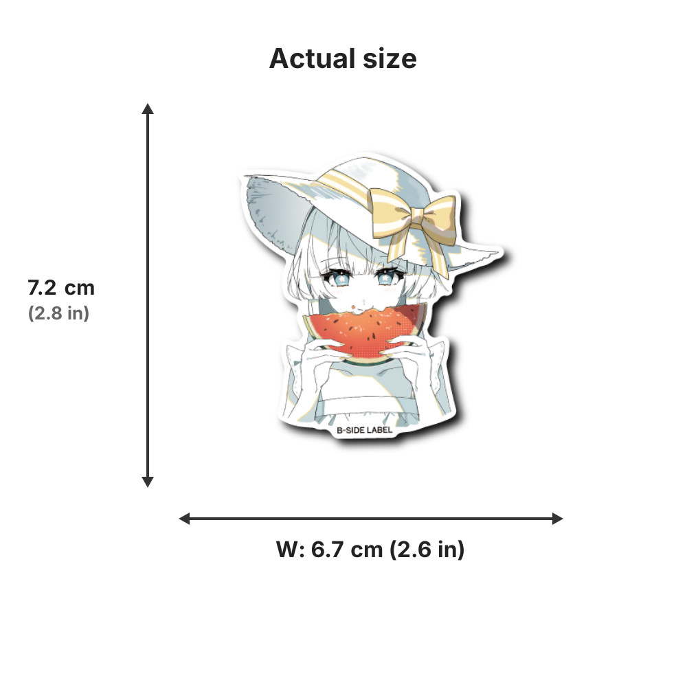 Summer Watermelon Hat Girl B-SIDE LABEL sticker decal art thick graphic japan