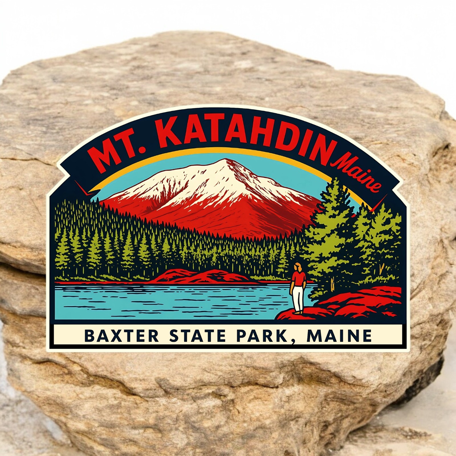 Mount Katahdin Maine Vinyl Travel Souvenir, Nature Adventure Decal for Outdoors,