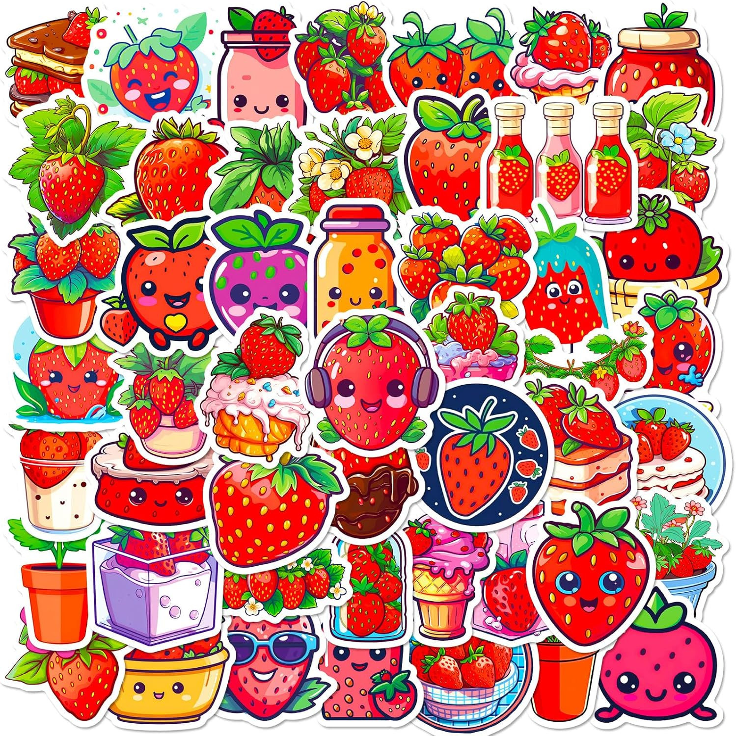 50PCS Funny Chili Mixed Meme Pepper Vinyl Waterproof Stickers – Red