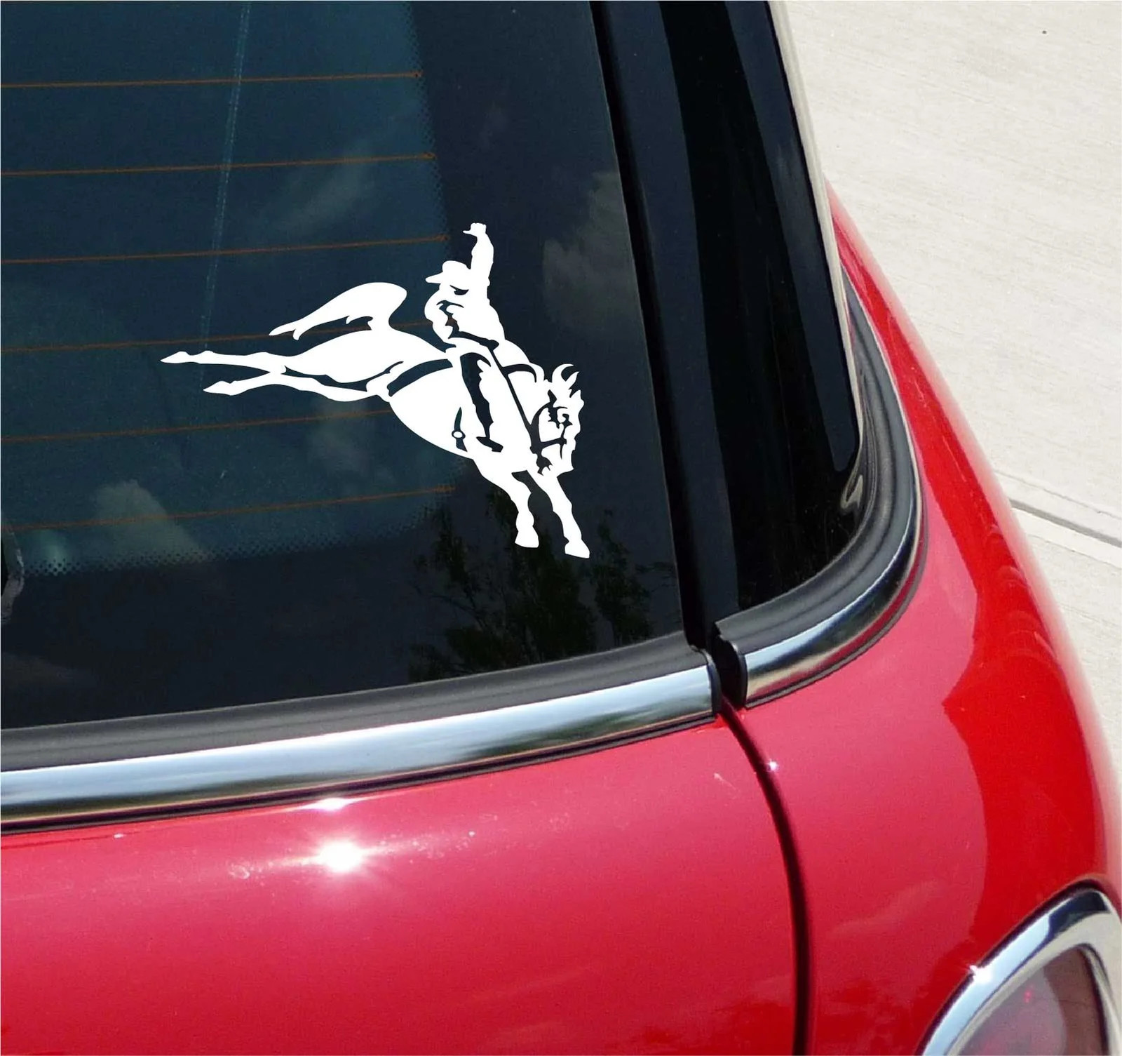 SADDLE BRONC BUSTER RODEO COWBOY HORSE GRAPHIC DECAL STICKER ART CAR WALL DECOR