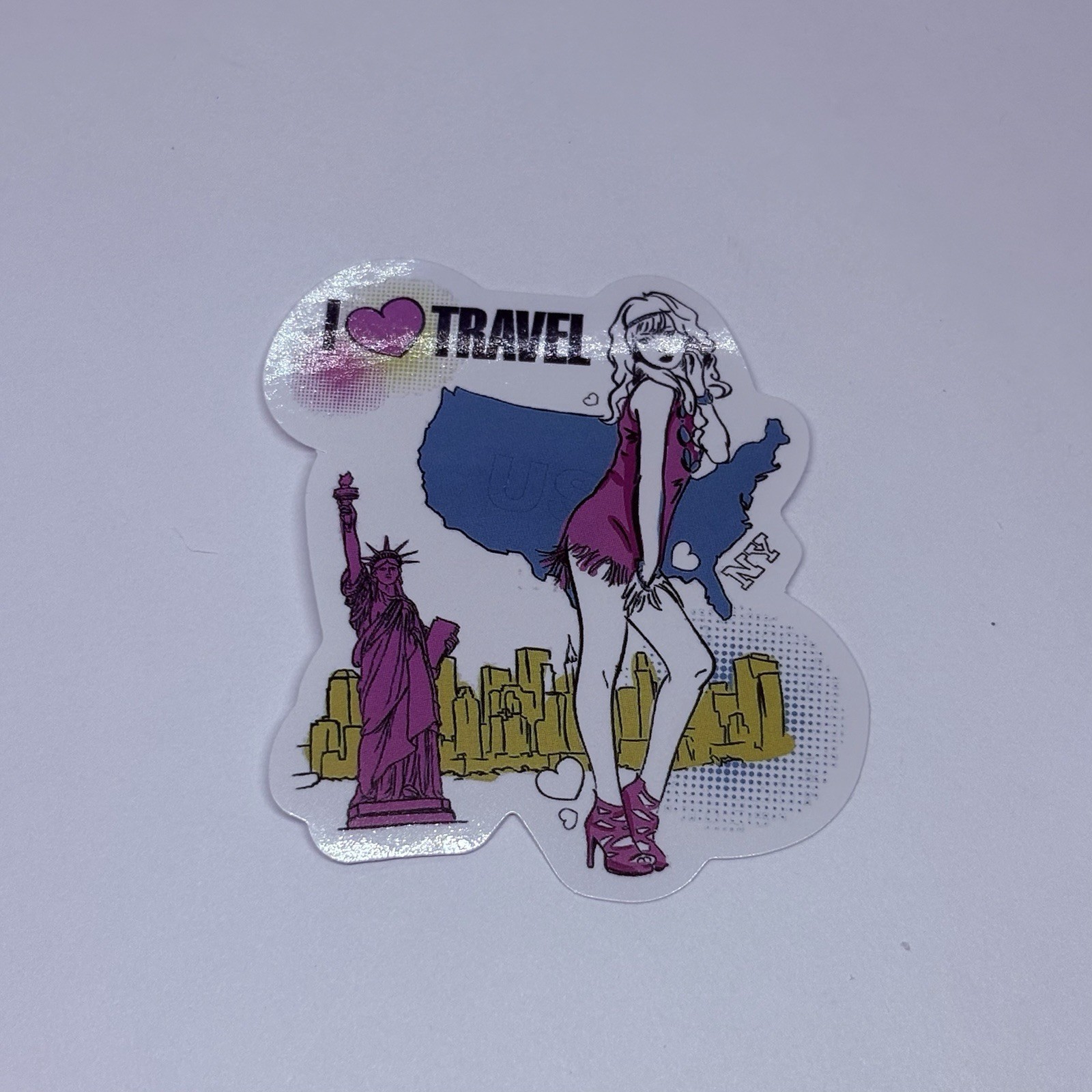 I Heart Travel Sticker USA Map Dancer City Tour Art Decal Vinyl Souvenir Tc9