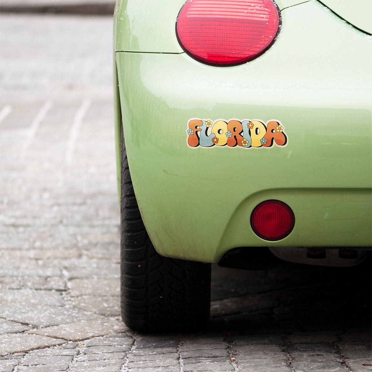 Bumper Sticker: Florida Funky Flowers, Retro FL, US State Souvenir