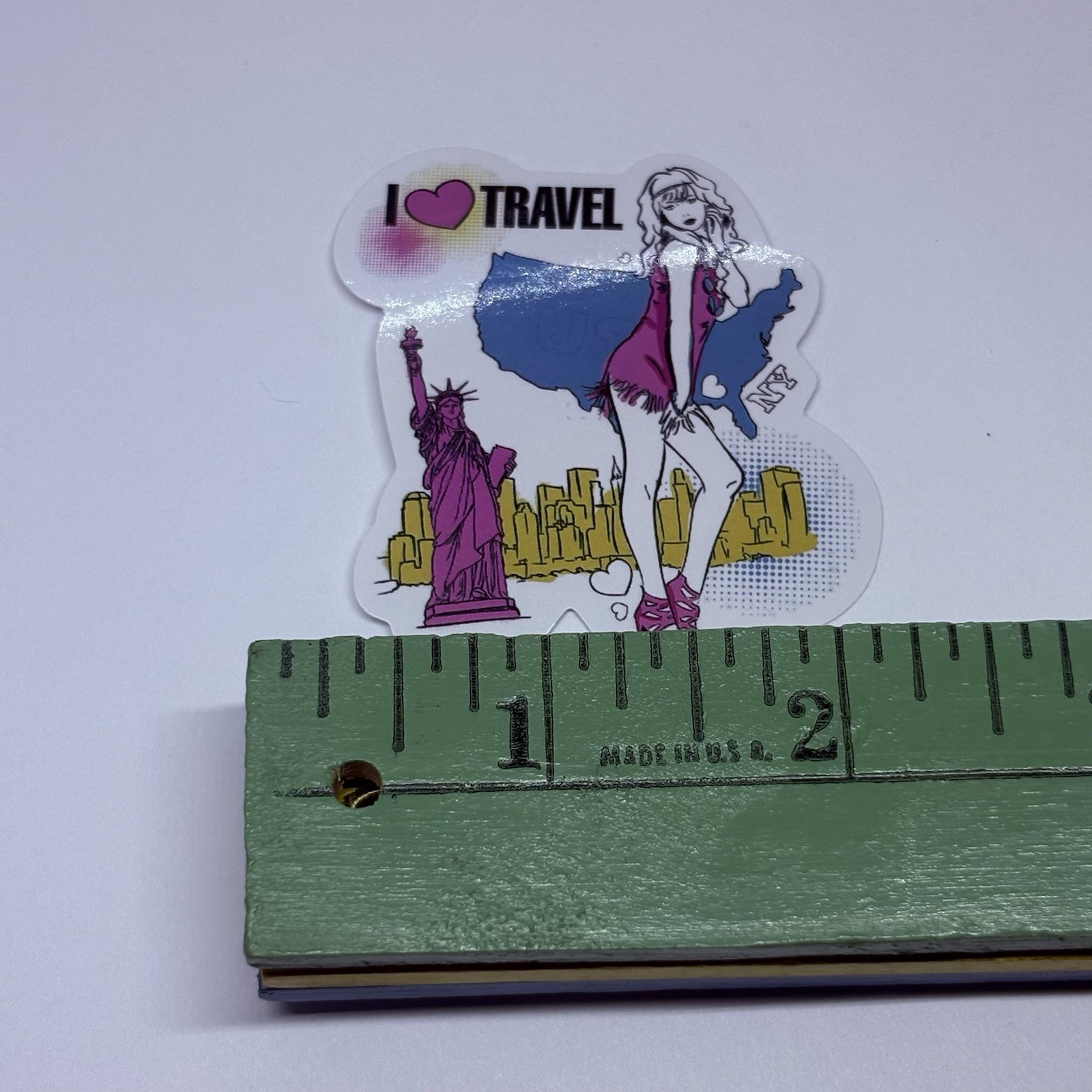 I Heart Travel Sticker USA Map Dancer City Tour Art Decal Vinyl Souvenir Tc9