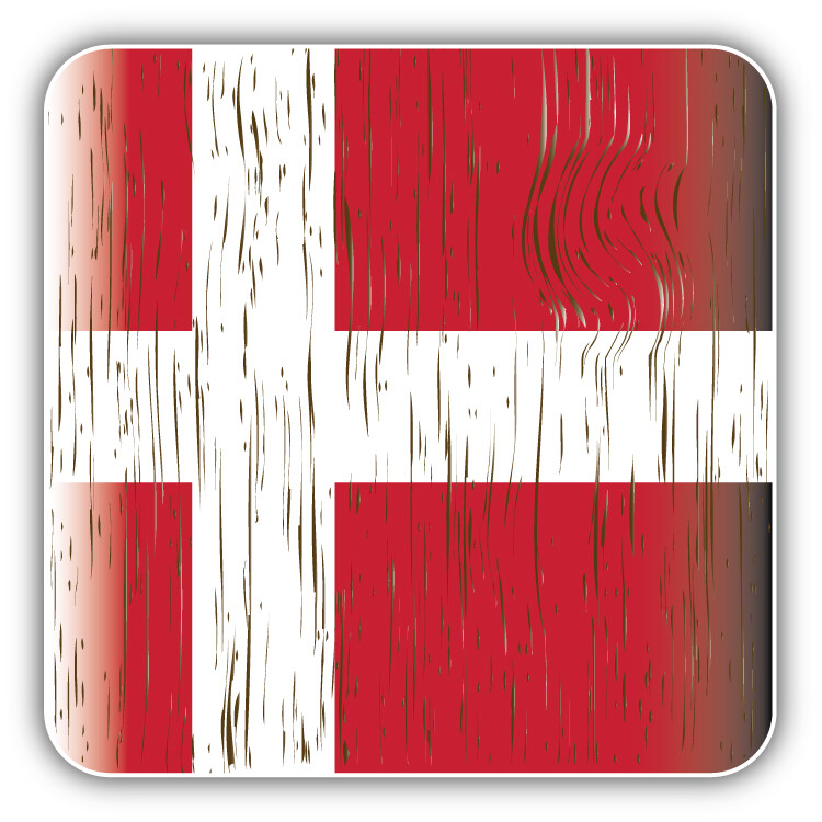 Denmark Wooden Flag Car Bumper Sticker Decal