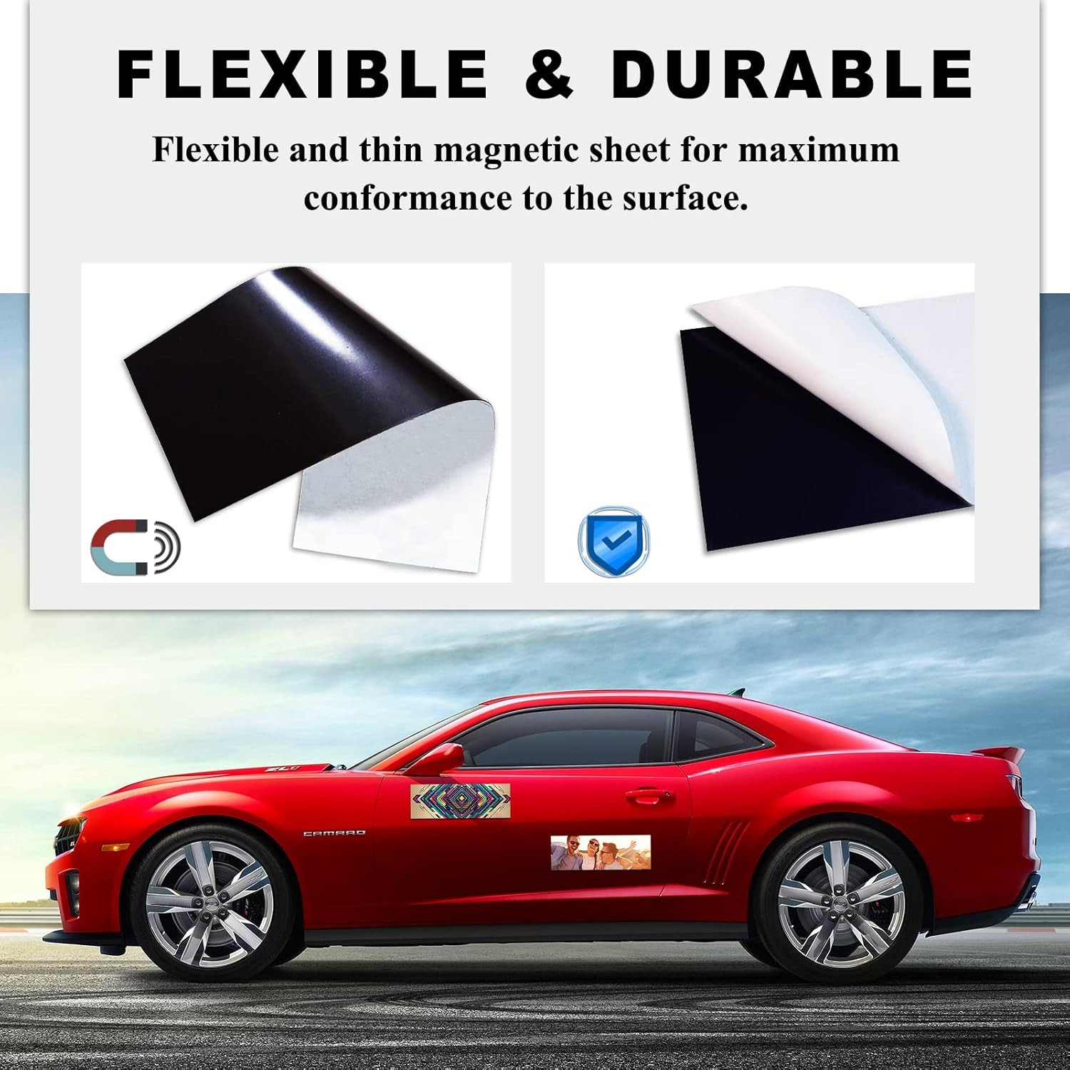 10 Pack 12" X 4" Bumper Sticker Magnets with Self Adhesive Flexible Magnetic Bum