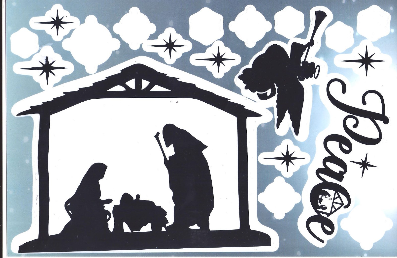 9 PANELS – CHRISTMAS NATIVITY WINDOW CLINGS Decorations Total 5 Foot Long $6Ship